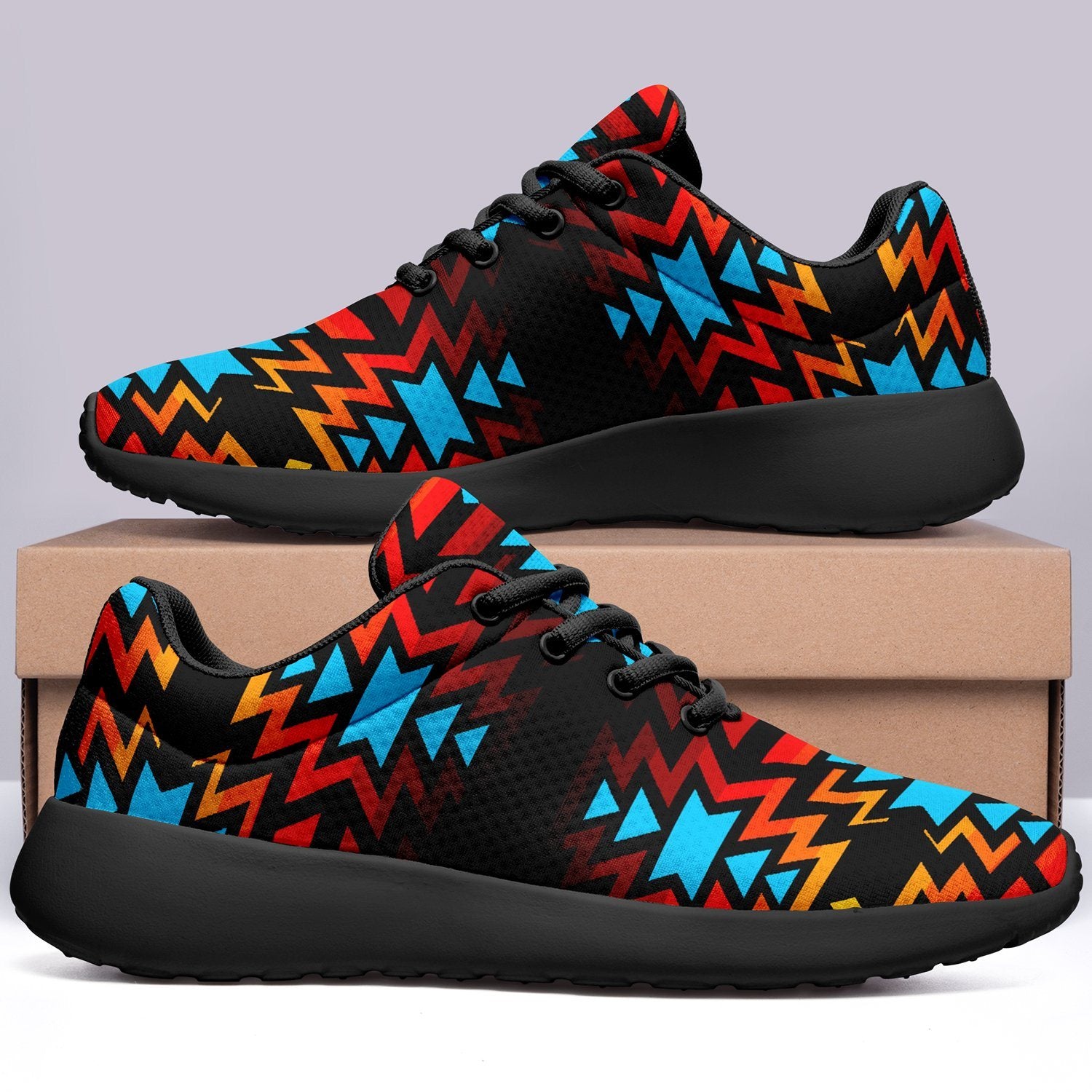 Black Fire and Turquoise Ikkaayi Sport Sneakers 49 Dzine