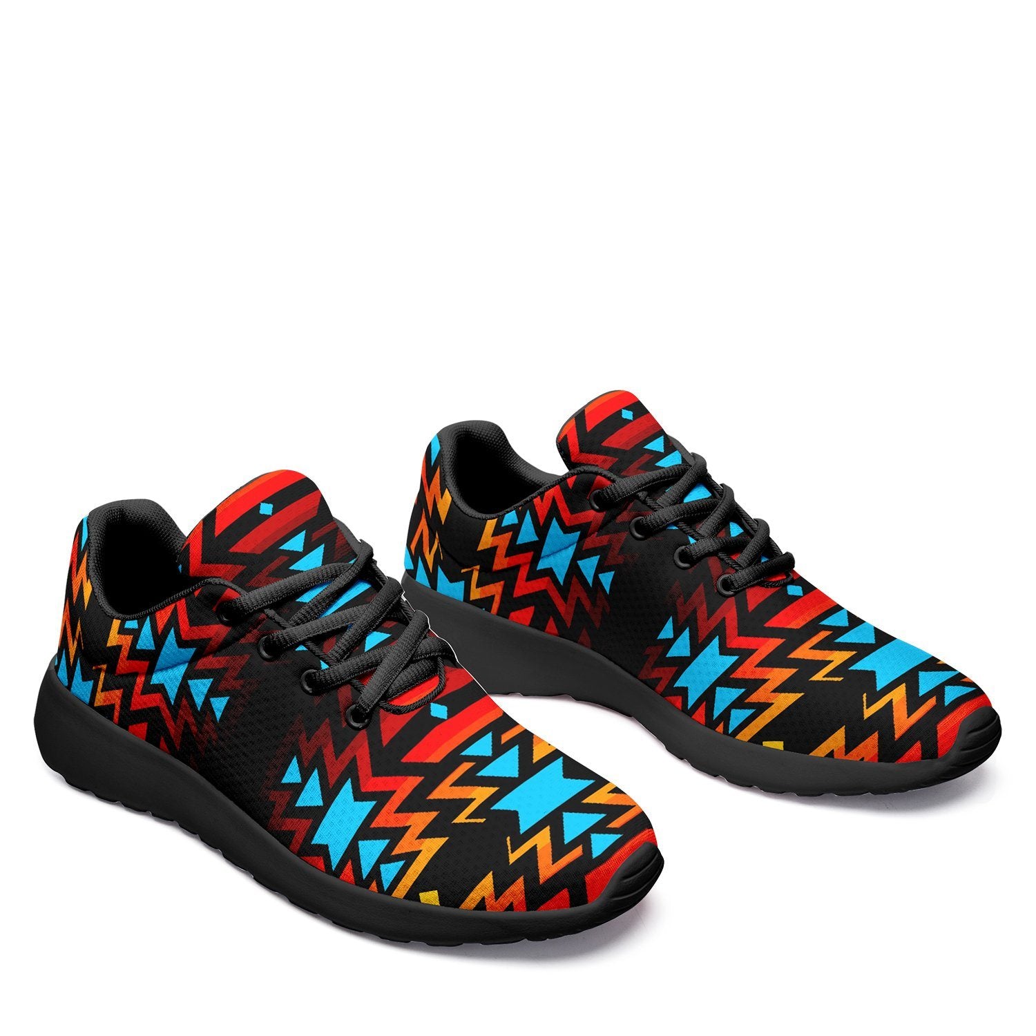 Black Fire and Turquoise Ikkaayi Sport Sneakers 49 Dzine