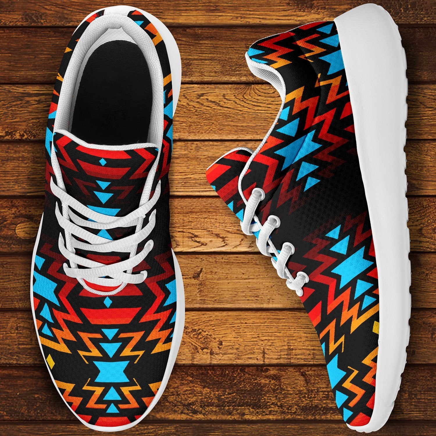 Black Fire and Turquoise Ikkaayi Sport Sneakers 49 Dzine