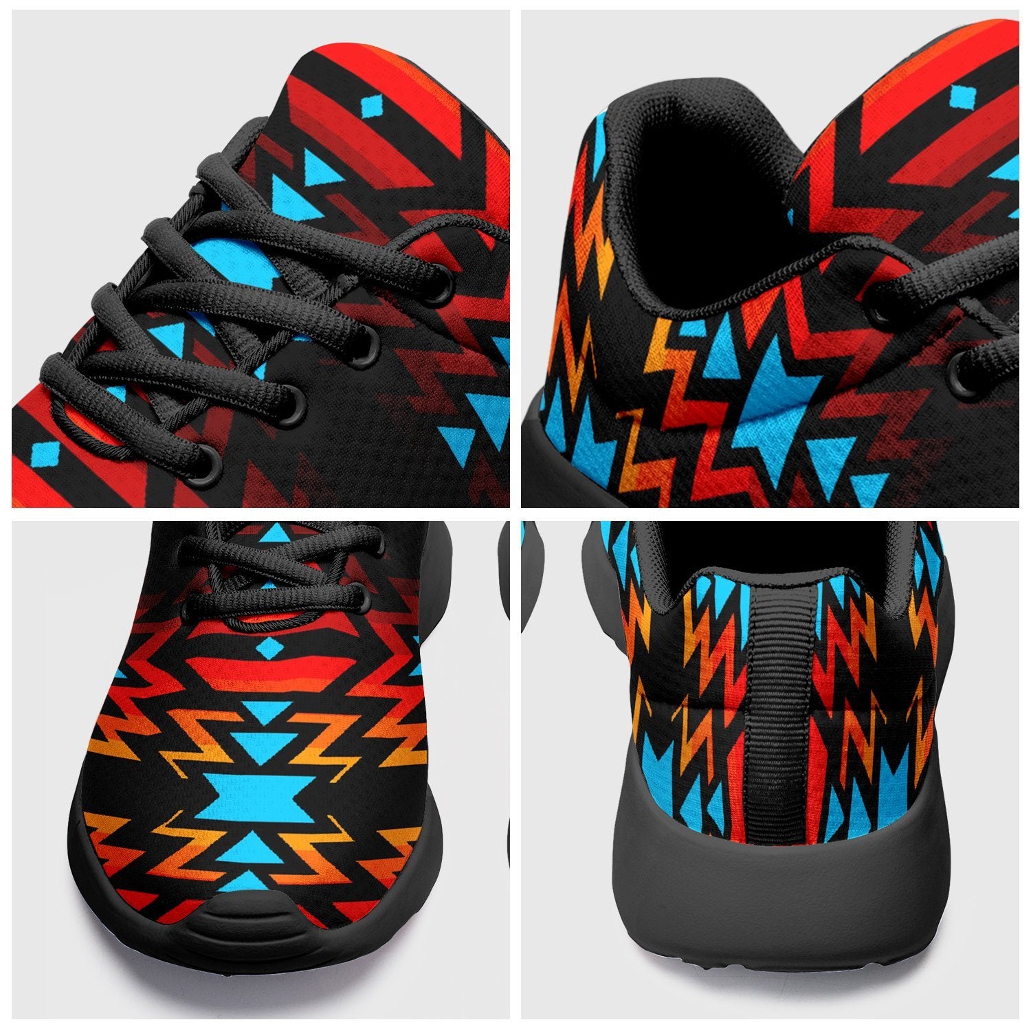 Black Fire and Turquoise Ikkaayi Sport Sneakers 49 Dzine