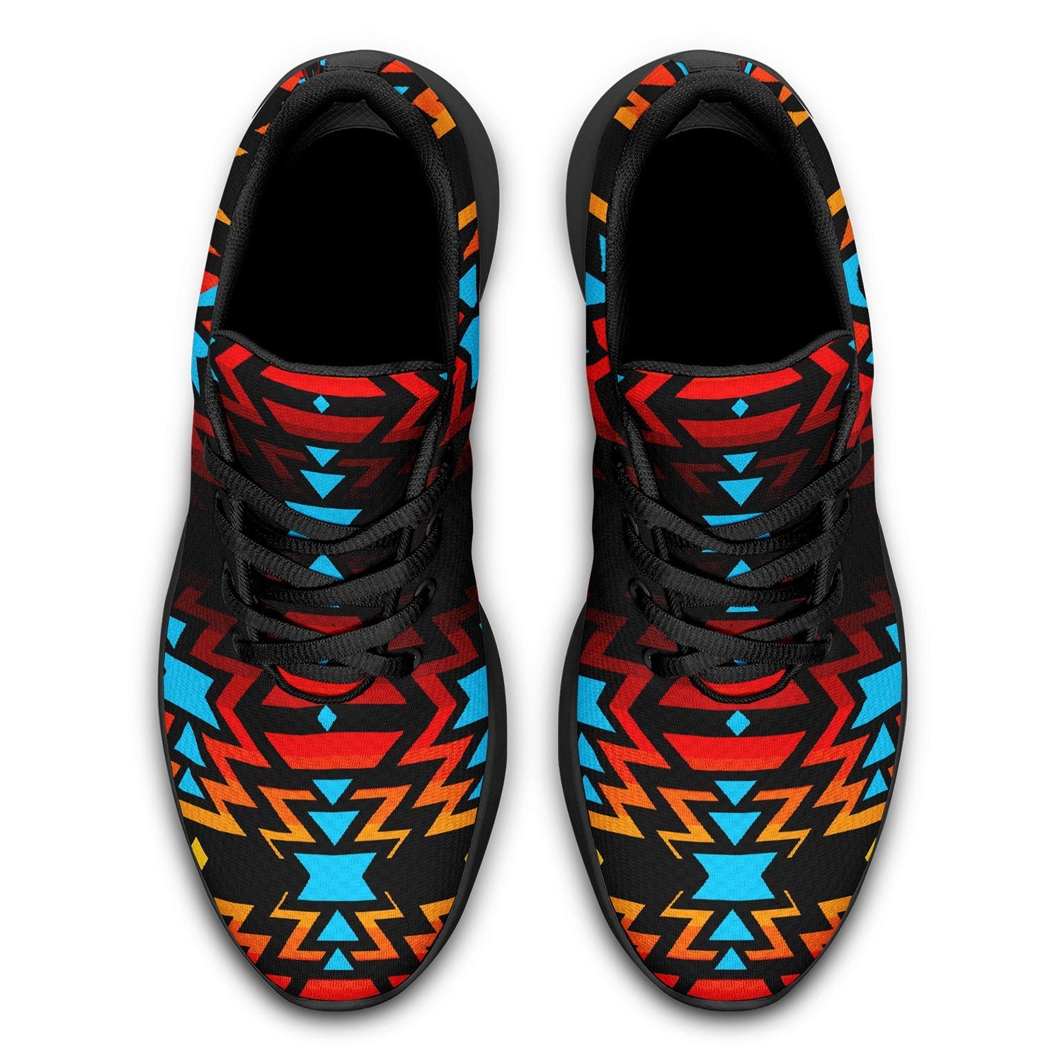 Black Fire and Turquoise Ikkaayi Sport Sneakers 49 Dzine