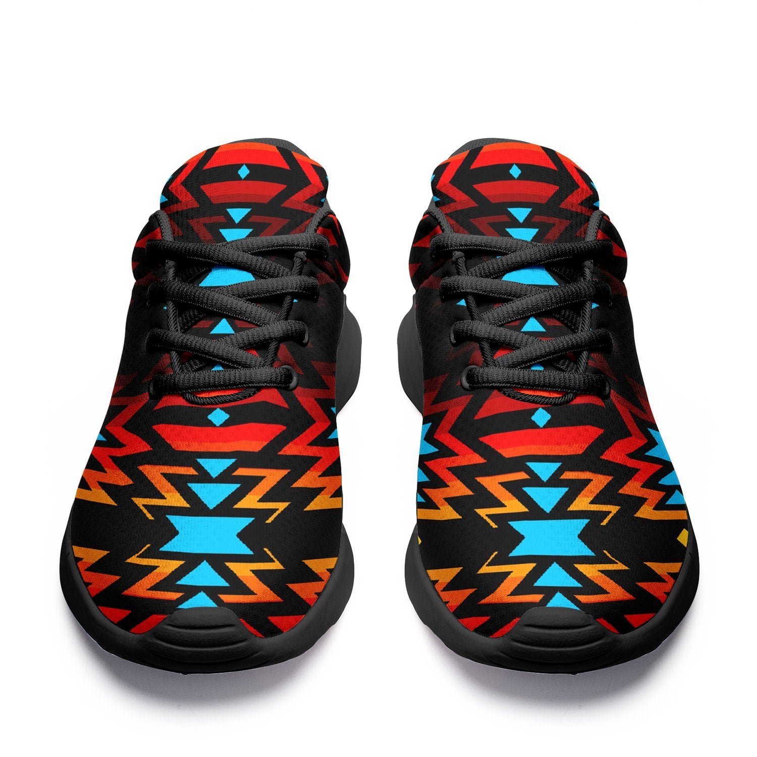 Black Fire and Turquoise Ikkaayi Sport Sneakers 49 Dzine