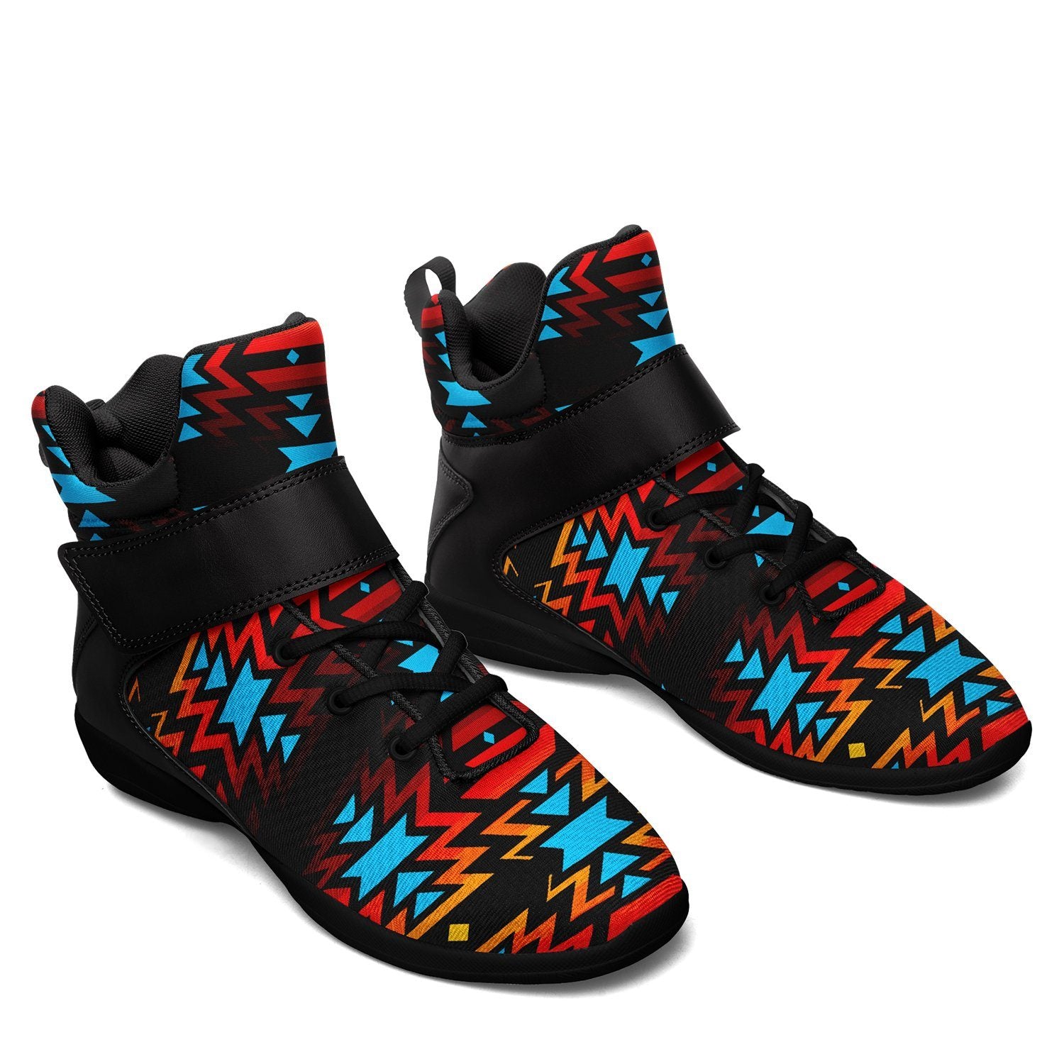 Black Fire and Turquoise Ipottaa Basketball / Sport High Top Shoes 49 Dzine