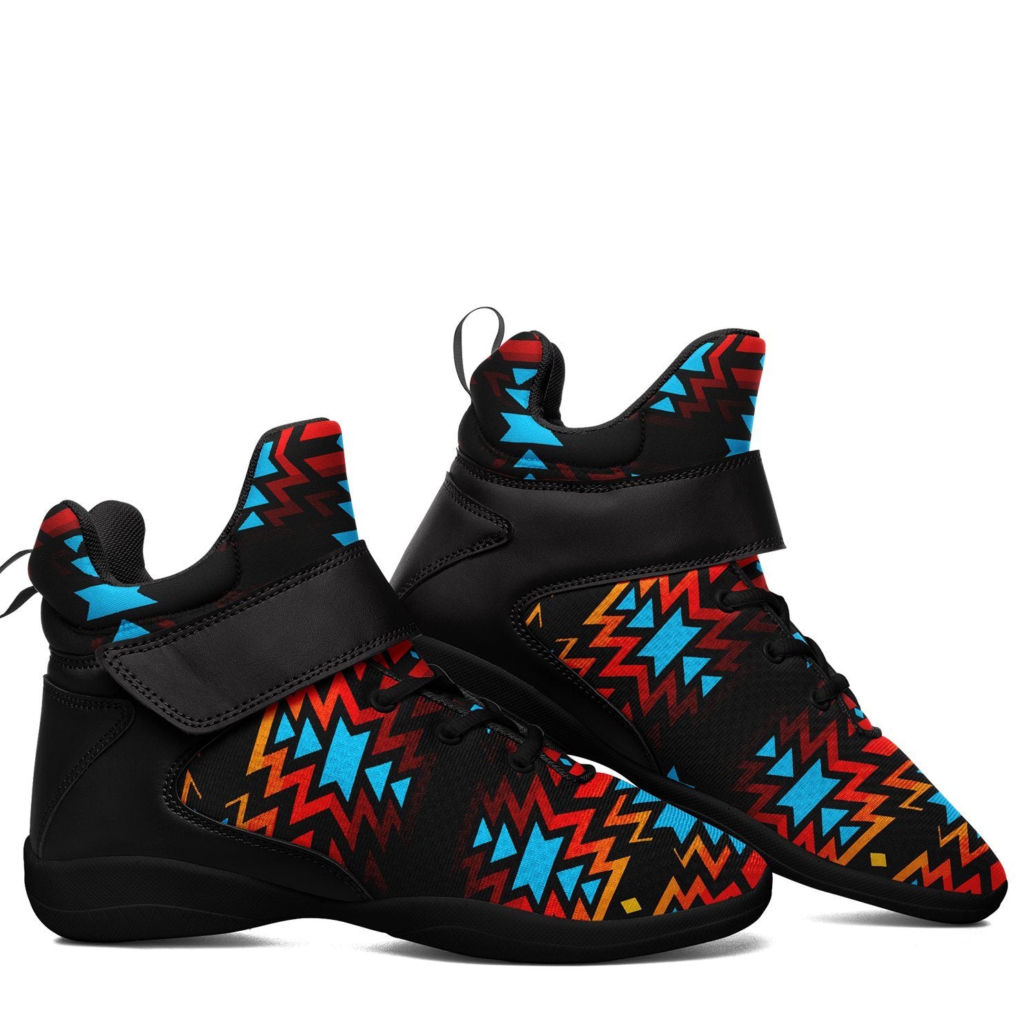 Black Fire and Turquoise Ipottaa Basketball / Sport High Top Shoes 49 Dzine