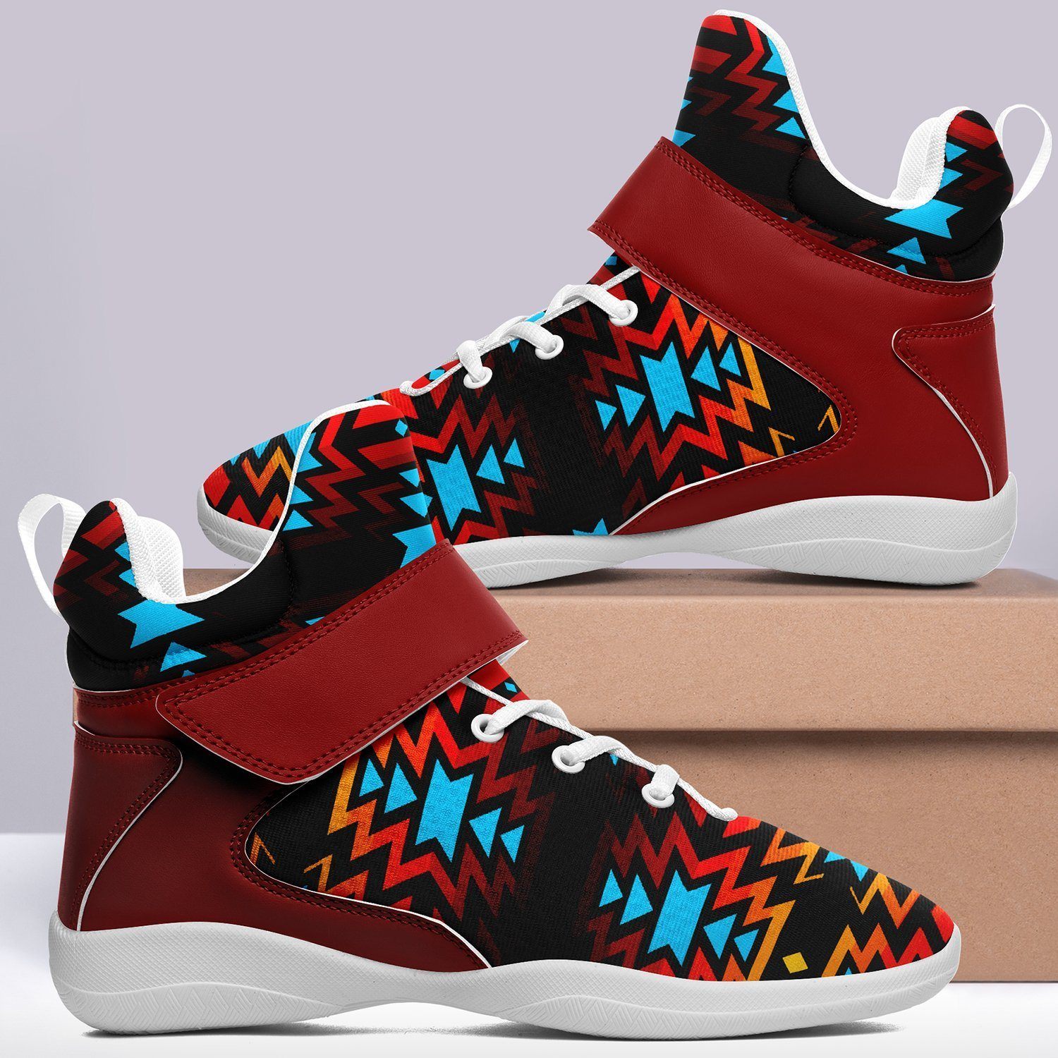 Black Fire and Turquoise Ipottaa Basketball / Sport High Top Shoes - White Sole 49 Dzine