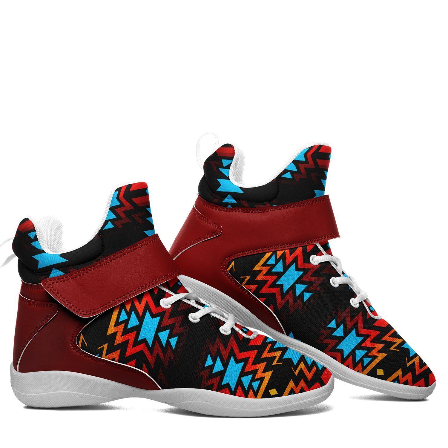 Black Fire and Turquoise Ipottaa Basketball / Sport High Top Shoes - White Sole 49 Dzine