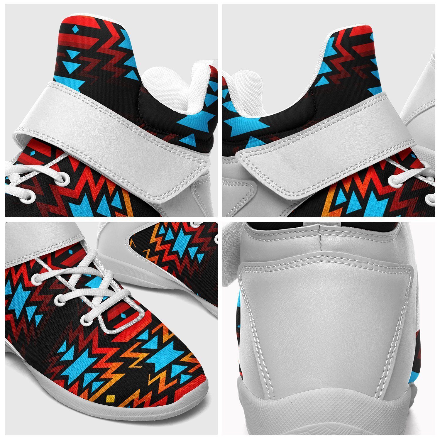Black Fire and Turquoise Ipottaa Basketball / Sport High Top Shoes - White Sole 49 Dzine