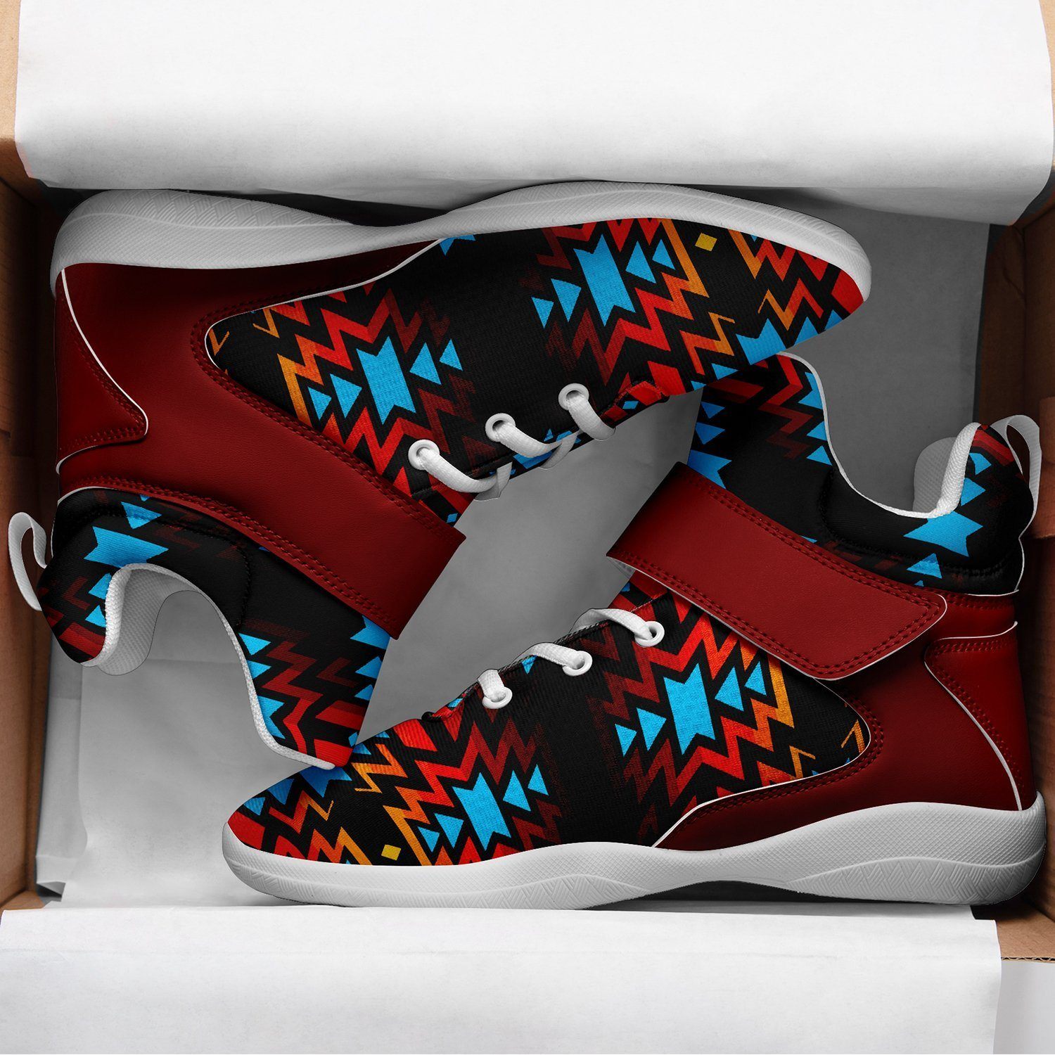 Black Fire and Turquoise Ipottaa Basketball / Sport High Top Shoes - White Sole 49 Dzine