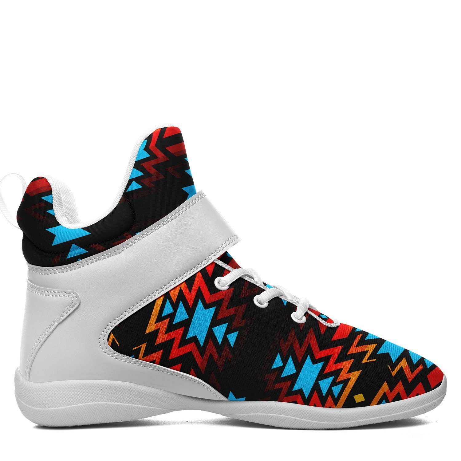 Black Fire and Turquoise Ipottaa Basketball / Sport High Top Shoes - White Sole 49 Dzine