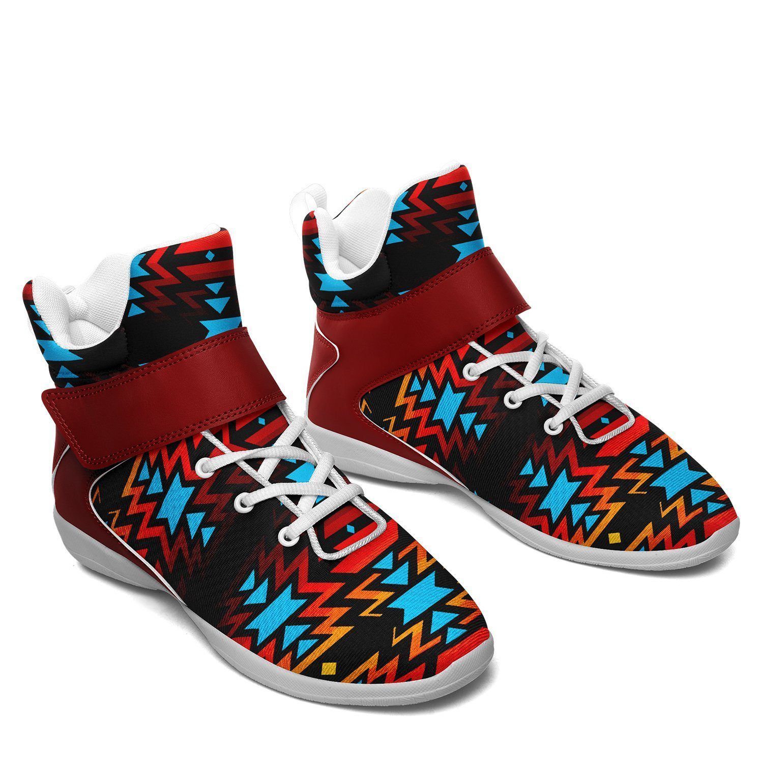 Black Fire and Turquoise Ipottaa Basketball / Sport High Top Shoes - White Sole 49 Dzine