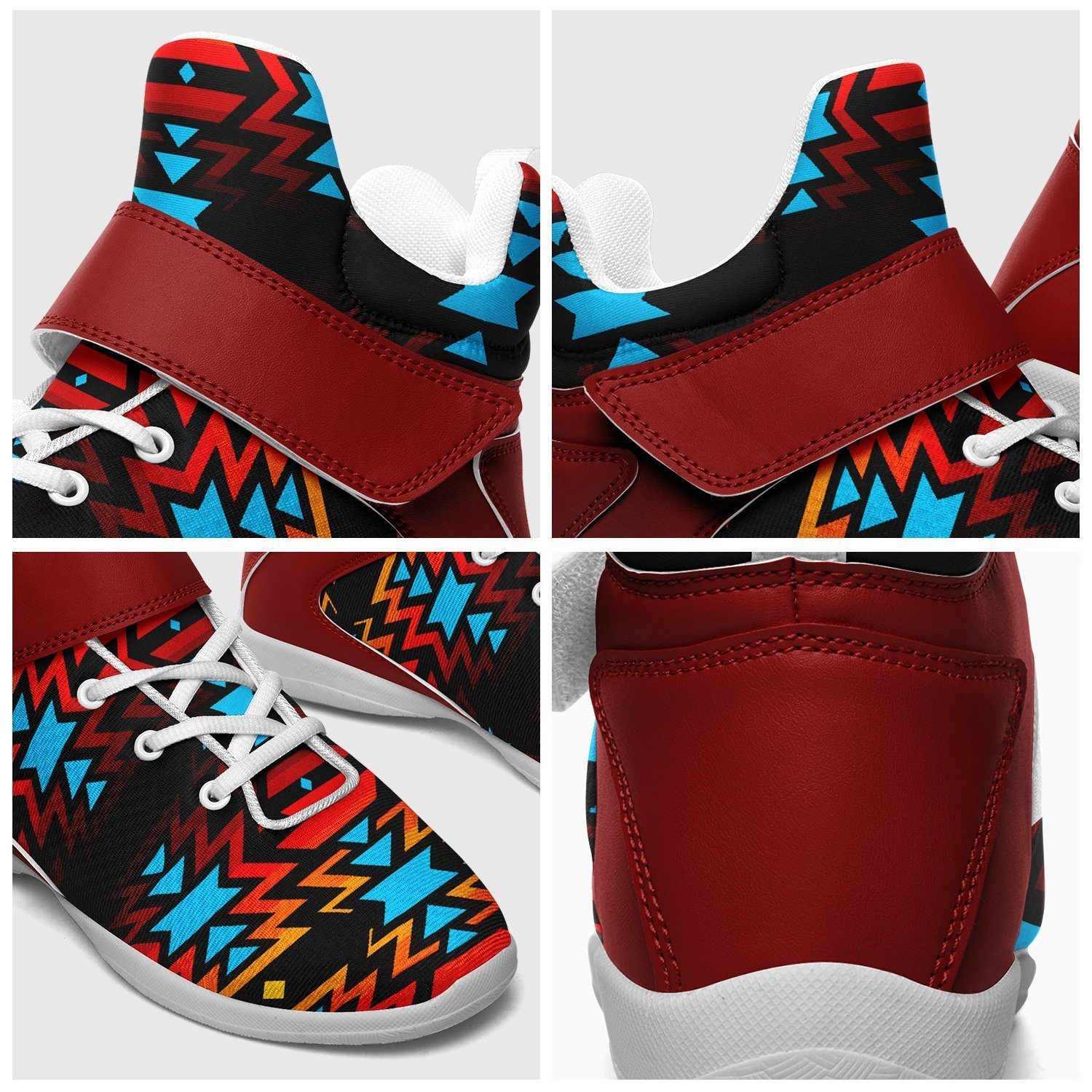 Black Fire and Turquoise Ipottaa Basketball / Sport High Top Shoes - White Sole 49 Dzine