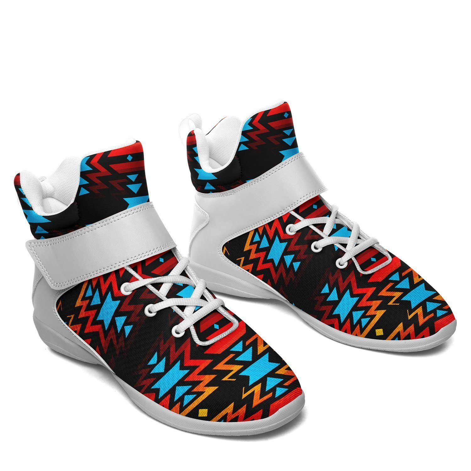 Black Fire and Turquoise Ipottaa Basketball / Sport High Top Shoes - White Sole 49 Dzine