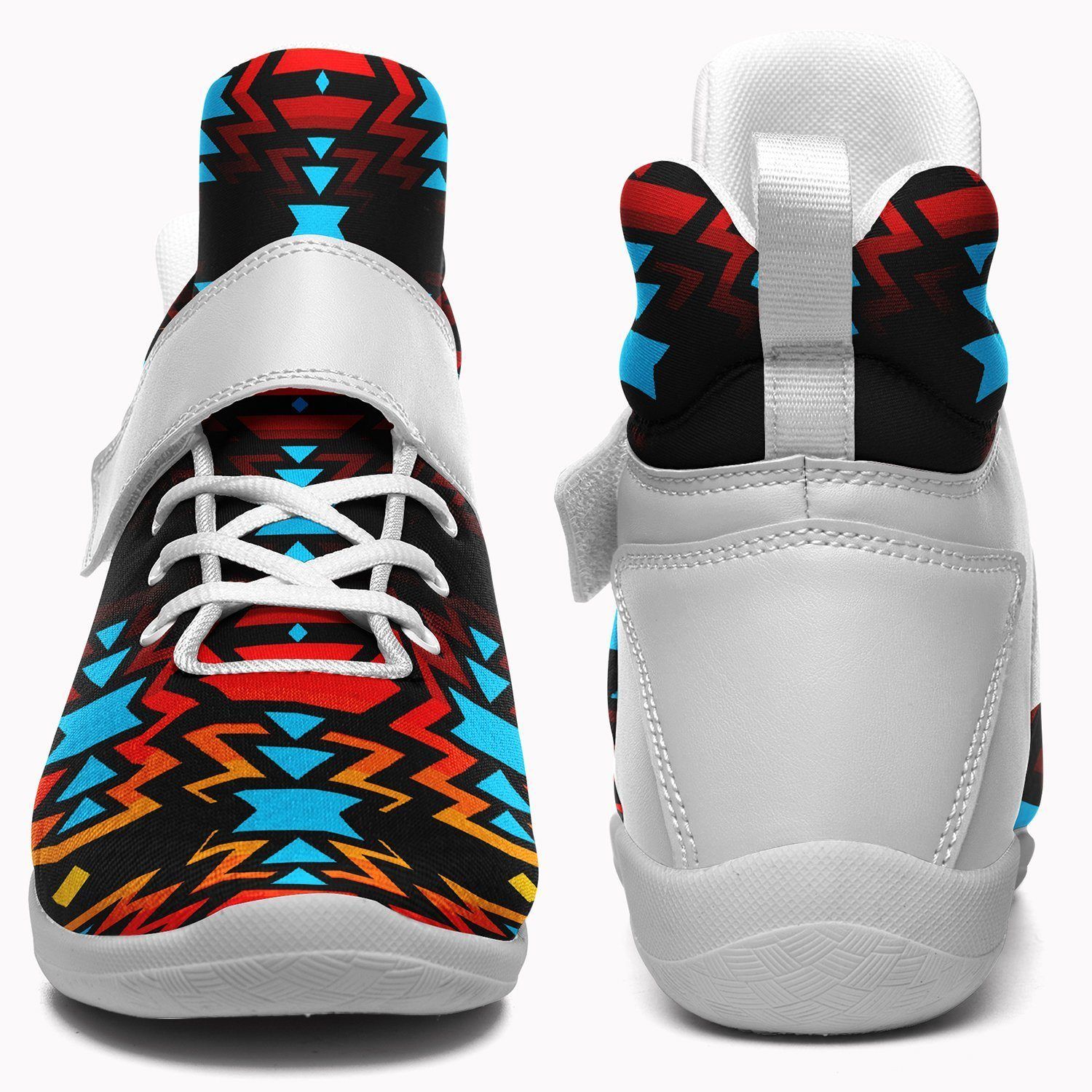 Black Fire and Turquoise Ipottaa Basketball / Sport High Top Shoes - White Sole 49 Dzine