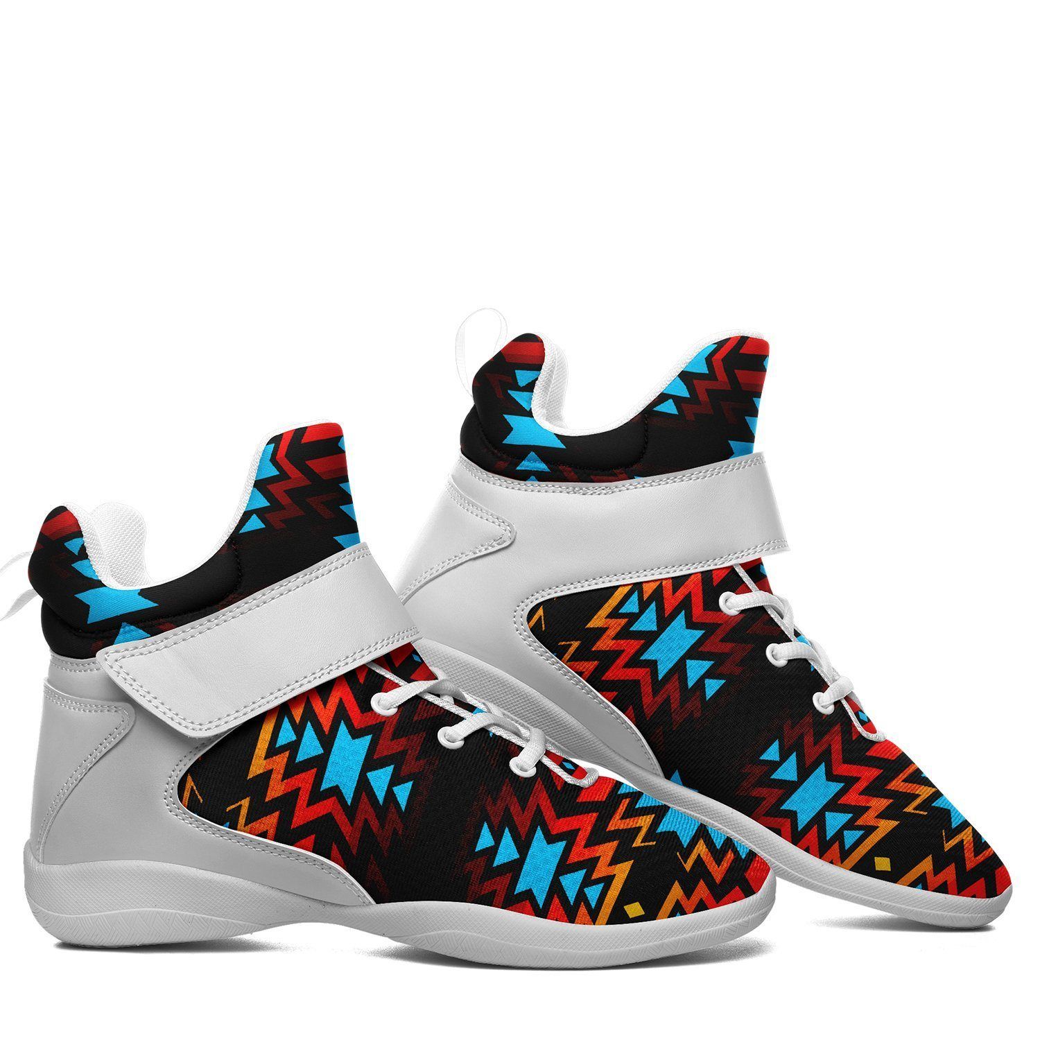 Black Fire and Turquoise Ipottaa Basketball / Sport High Top Shoes - White Sole 49 Dzine