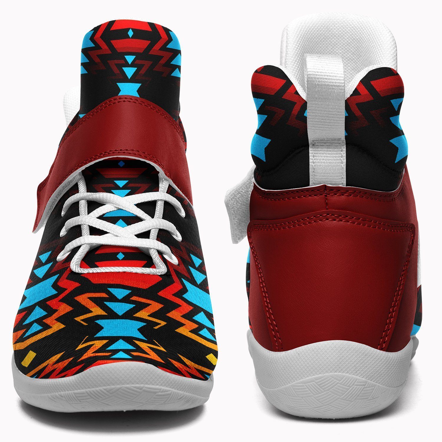 Black Fire and Turquoise Ipottaa Basketball / Sport High Top Shoes - White Sole 49 Dzine