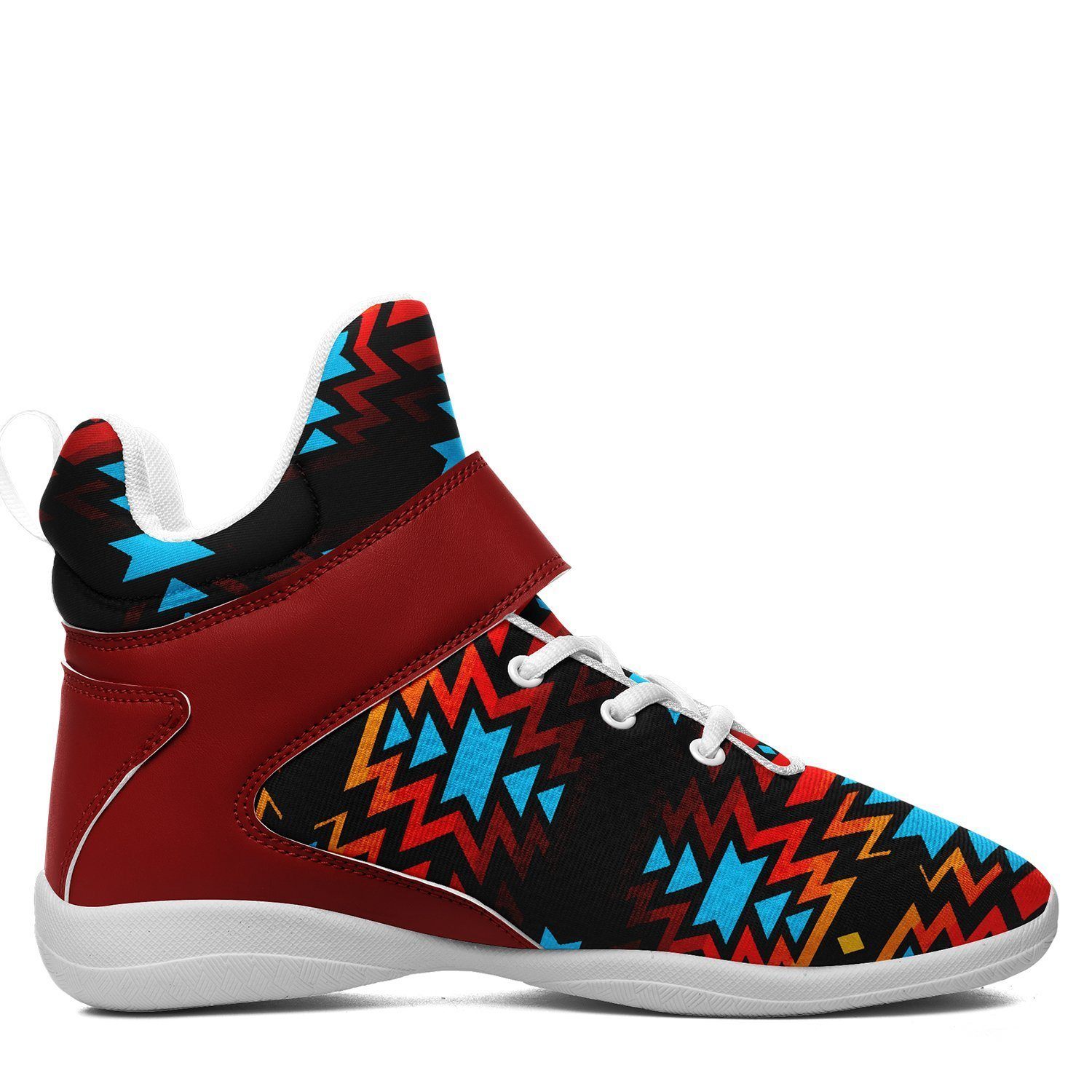 Black Fire and Turquoise Ipottaa Basketball / Sport High Top Shoes - White Sole 49 Dzine