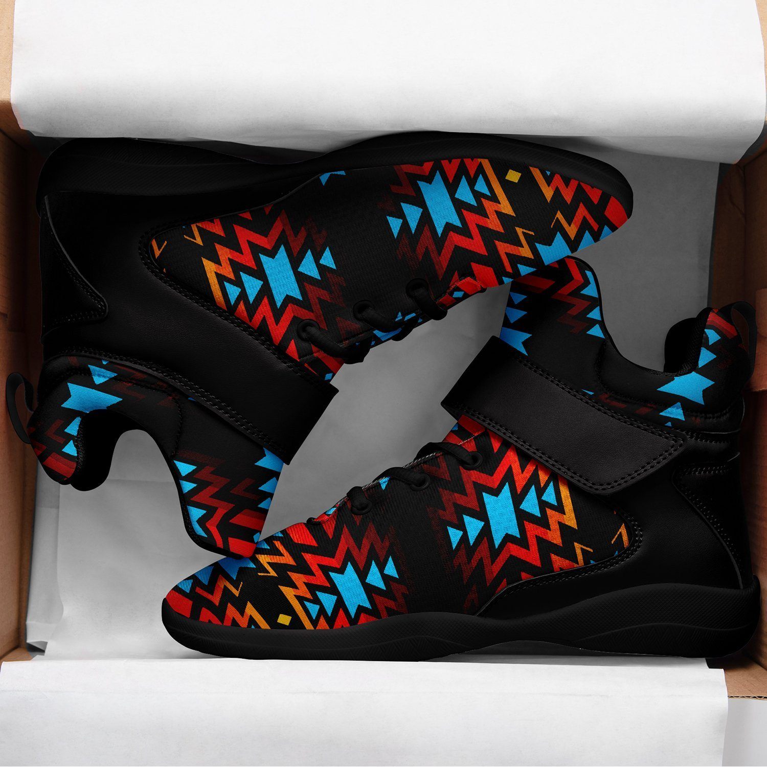 Black Fire and Turquoise Kid's Ipottaa Basketball / Sport High Top Shoes 49 Dzine