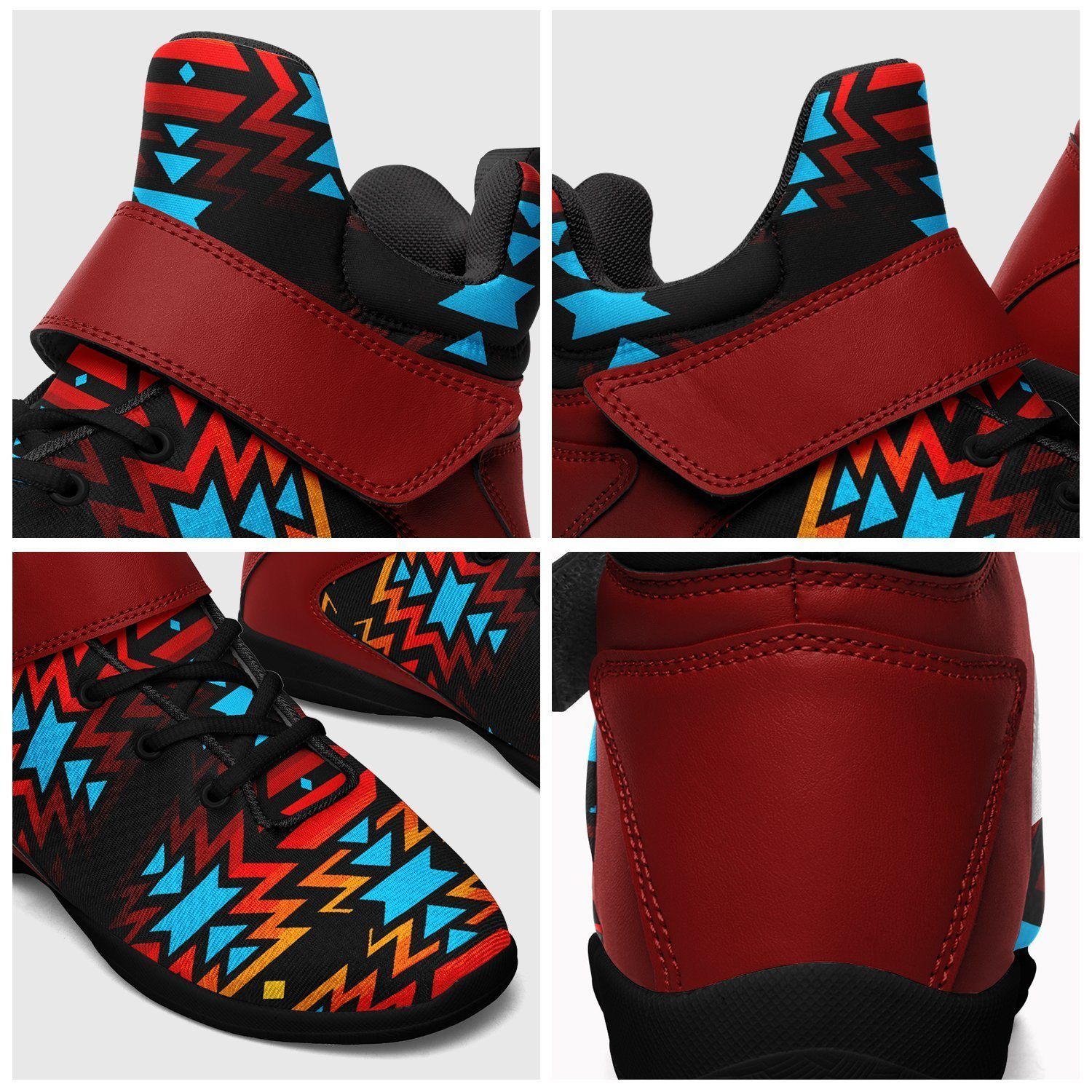 Black Fire and Turquoise Kid's Ipottaa Basketball / Sport High Top Shoes 49 Dzine