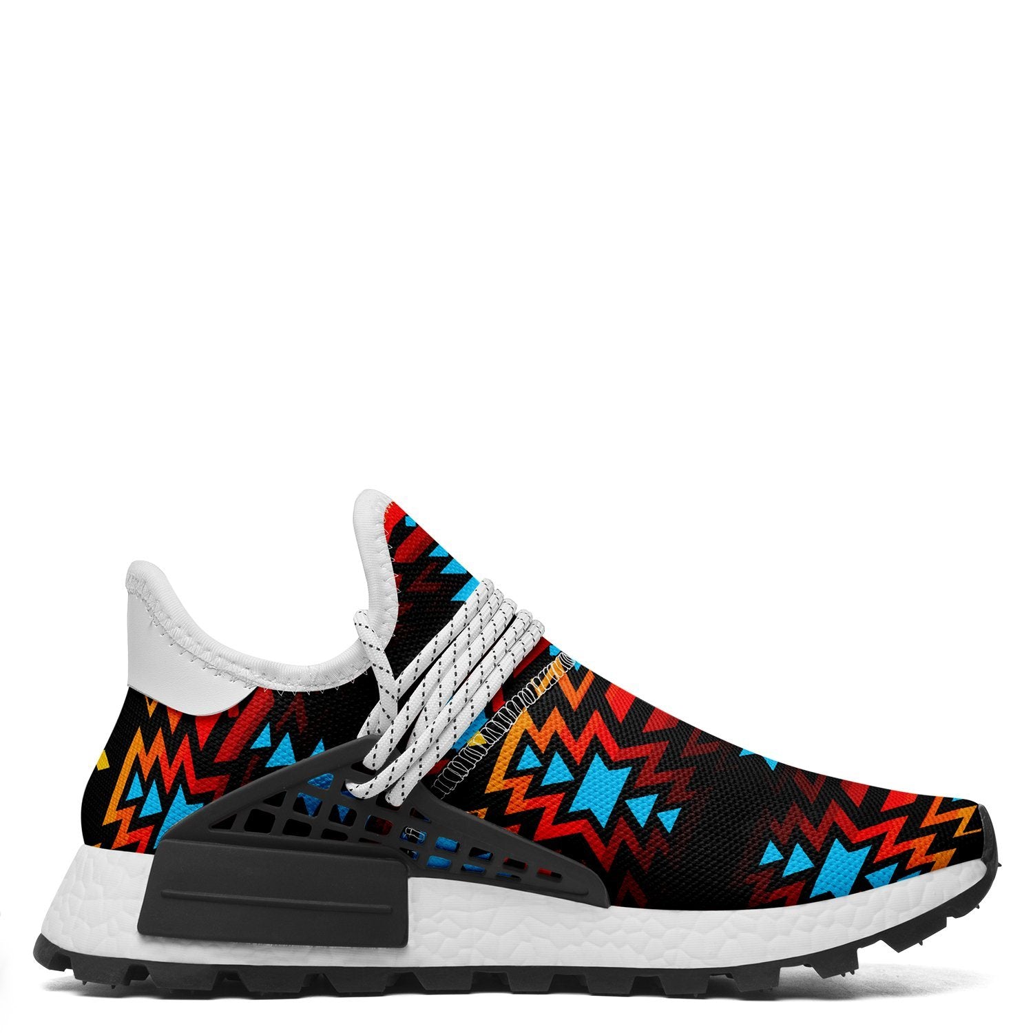 Black Fire and Turquoise Okaki Sneakers Shoes 49 Dzine