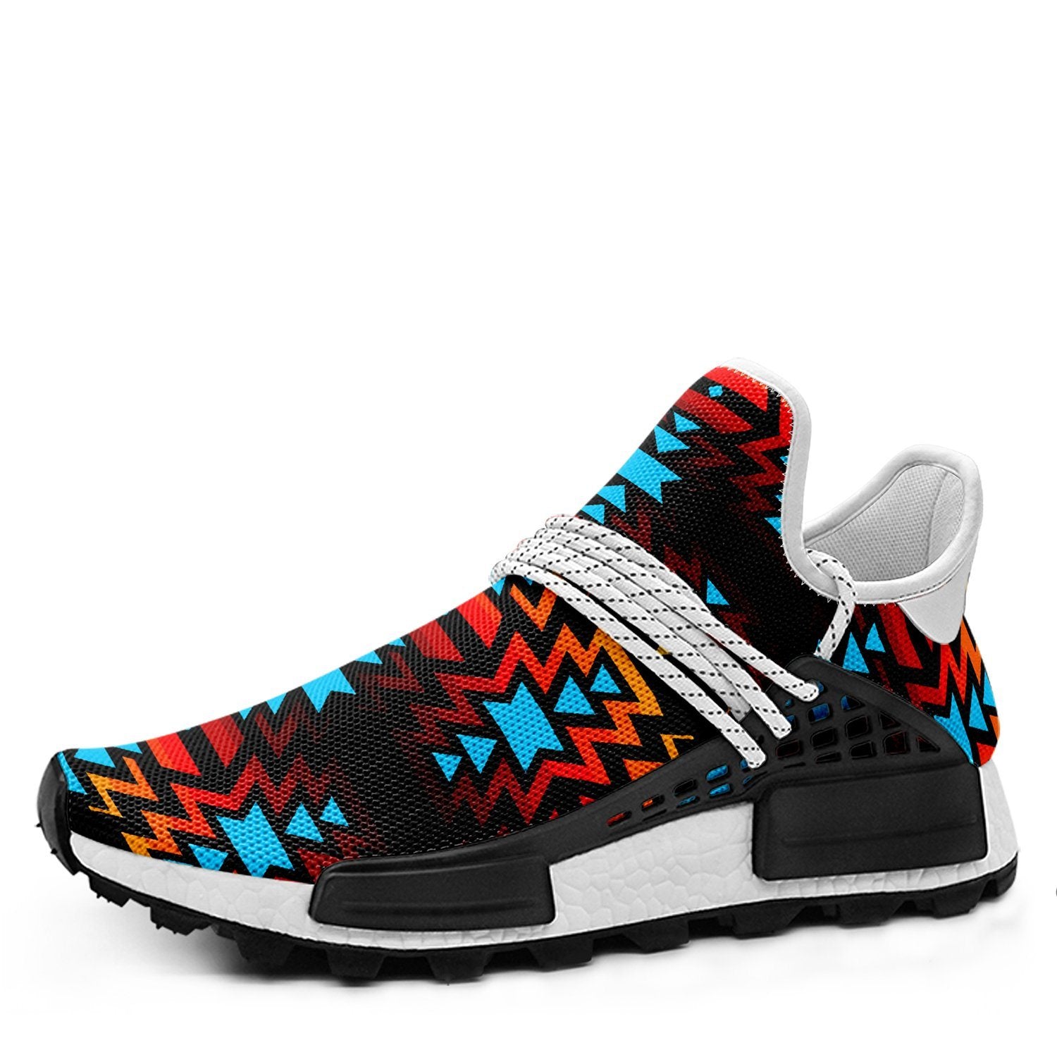 Black Fire and Turquoise Okaki Sneakers Shoes 49 Dzine