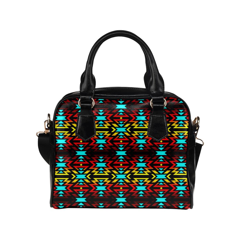 Black Fire and Turquoise Shoulder Handbag (Model 1634) Shoulder Handbags (1634) e-joyer