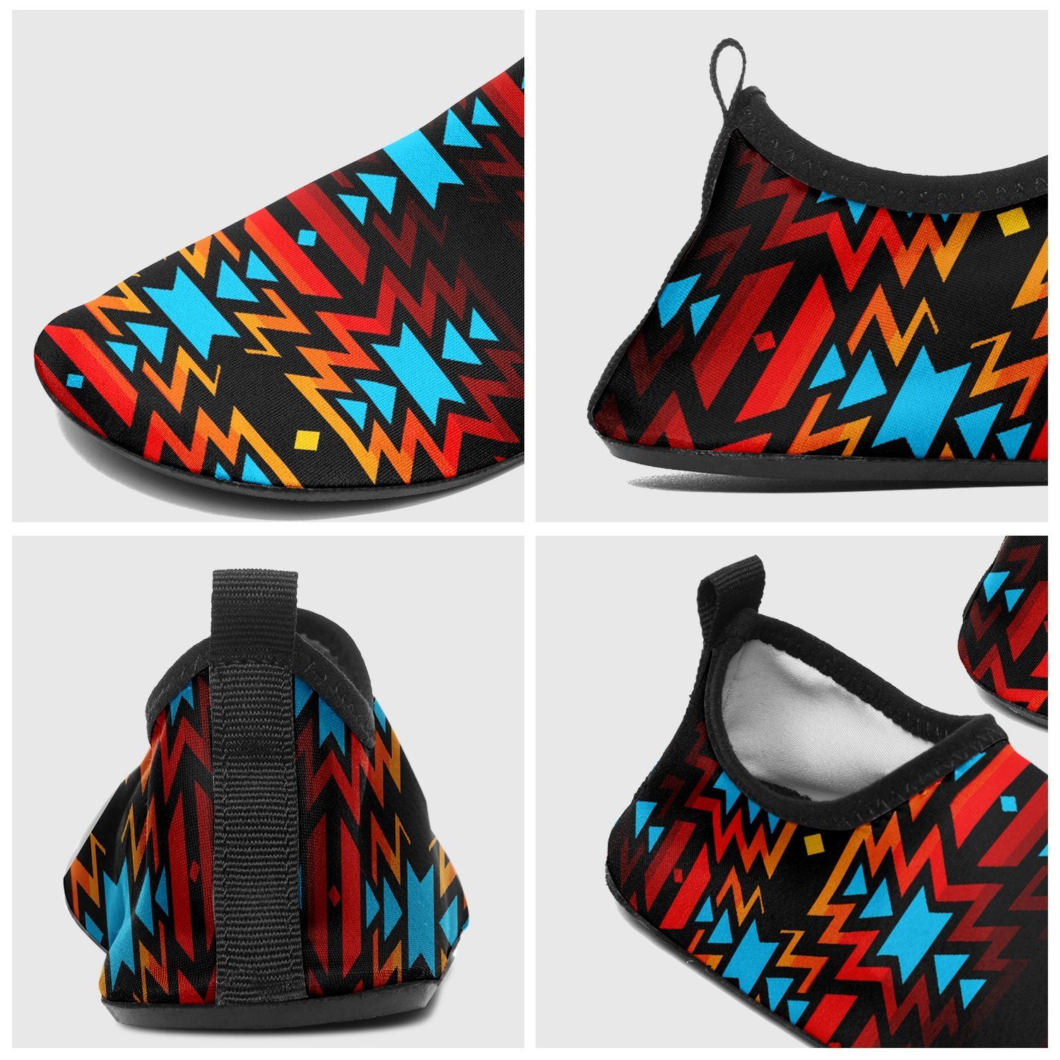 Black Fire and Turquoise Sockamoccs Slip On Shoes 49 Dzine