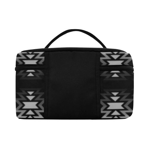 Black Fire Black and Gray Cosmetic Bag/Large (Model 1658) Cosmetic Bag e-joyer