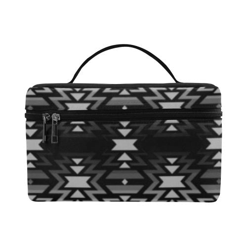 Black Fire Black and Gray Cosmetic Bag/Large (Model 1658) Cosmetic Bag e-joyer