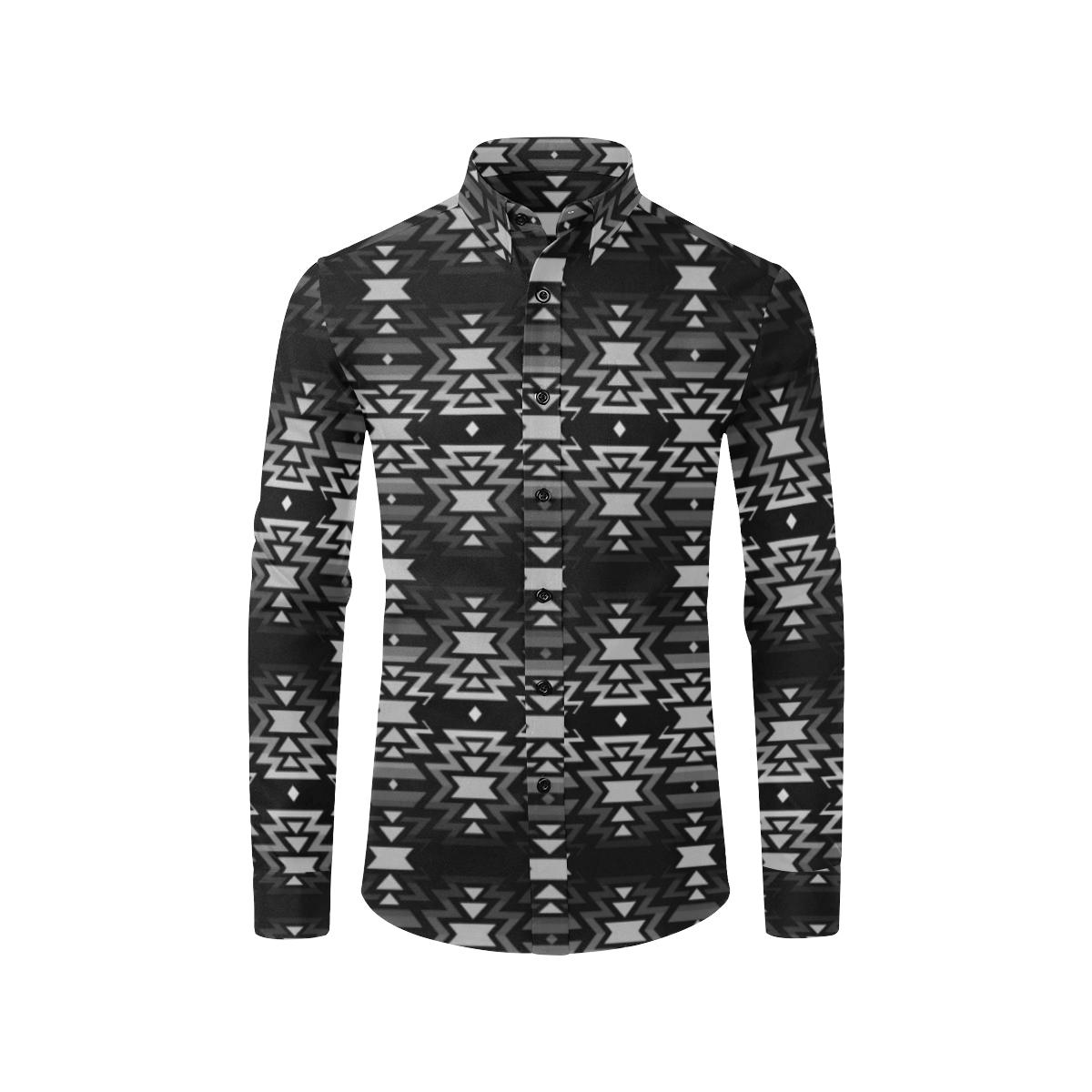 Black Fire Black and Gray Men's All Over Print Casual Dress Shirt (Model T61) Men's Dress Shirt (T61) e-joyer