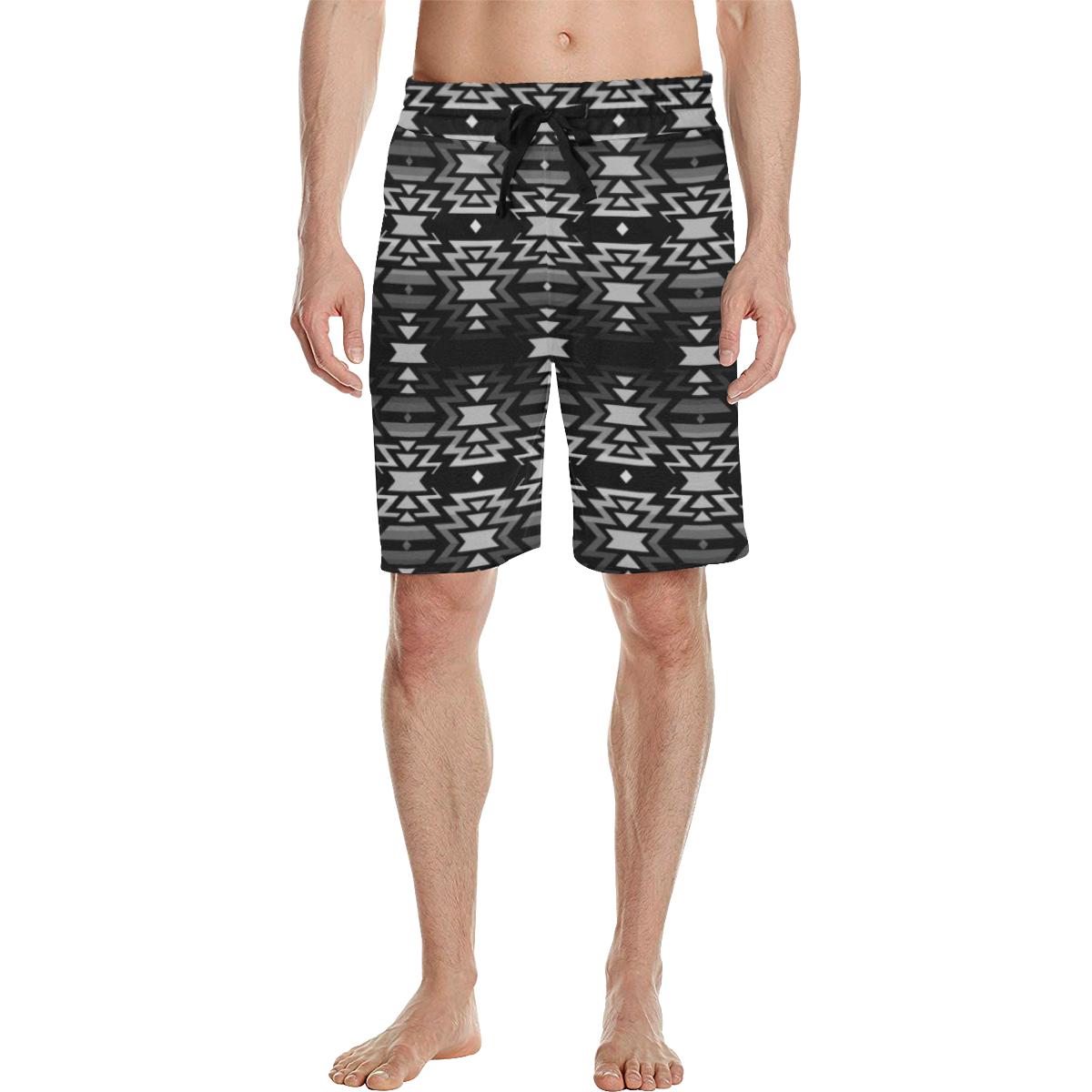 Black Fire Black and Gray Men's All Over Print Casual Shorts (Model L23) Men's Casual Shorts (L23) e-joyer