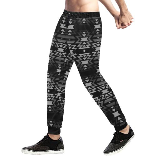 Black Fire Black and Gray Men's All Over Print Sweatpants (Model L11) Men's All Over Print Sweatpants (L11) e-joyer