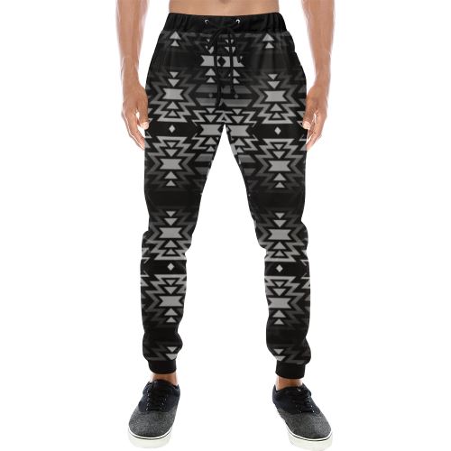 Black Fire Black and Gray Men's All Over Print Sweatpants (Model L11) Men's All Over Print Sweatpants (L11) e-joyer