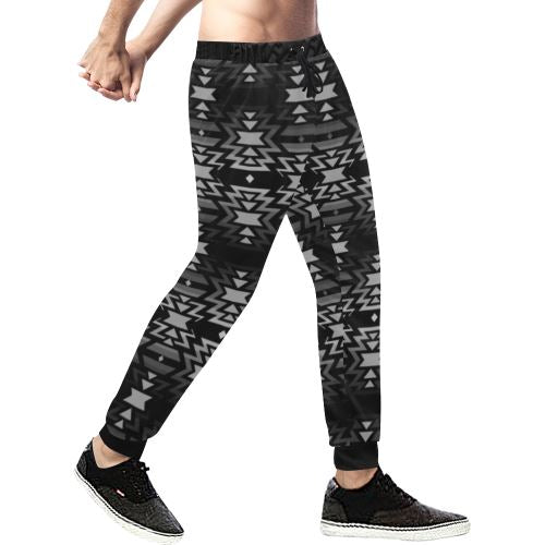 Black Fire Black and Gray Men's All Over Print Sweatpants (Model L11) Men's All Over Print Sweatpants (L11) e-joyer