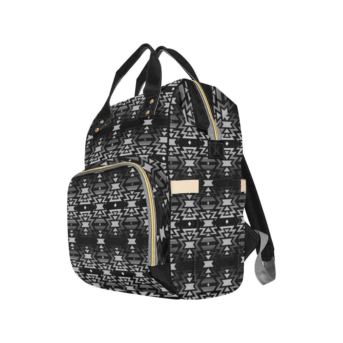 Black Fire Black and Gray Multi-Function Diaper Backpack (Model 1688) Diaper Backpack (1688) e-joyer