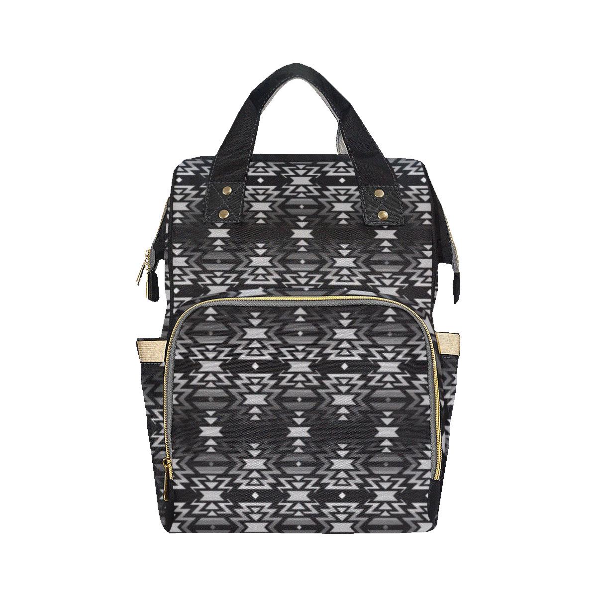 Black Fire Black and Gray Multi-Function Diaper Backpack (Model 1688) Diaper Backpack (1688) e-joyer