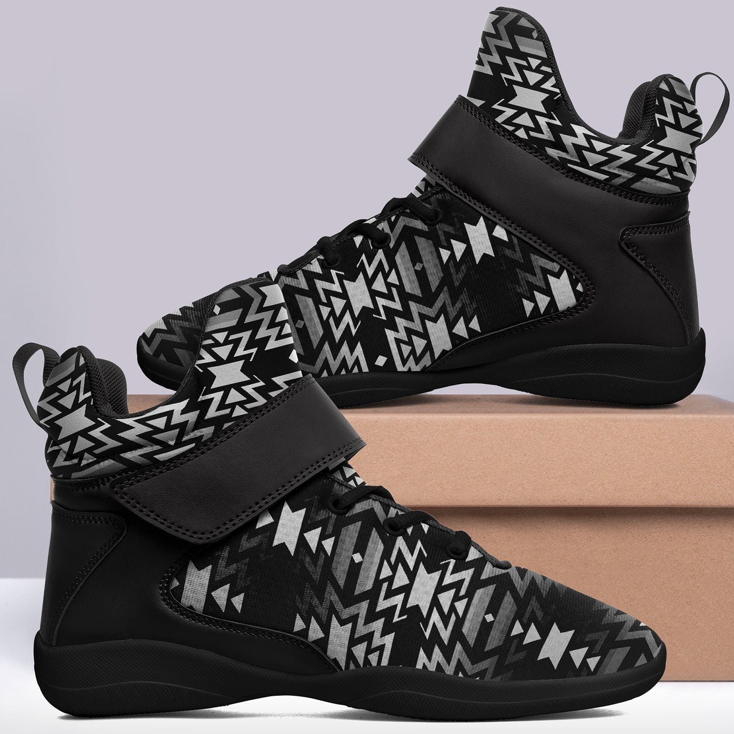 Black Fire Black and White Kid's Ipottaa Basketball / Sport High Top Shoes 49 Dzine