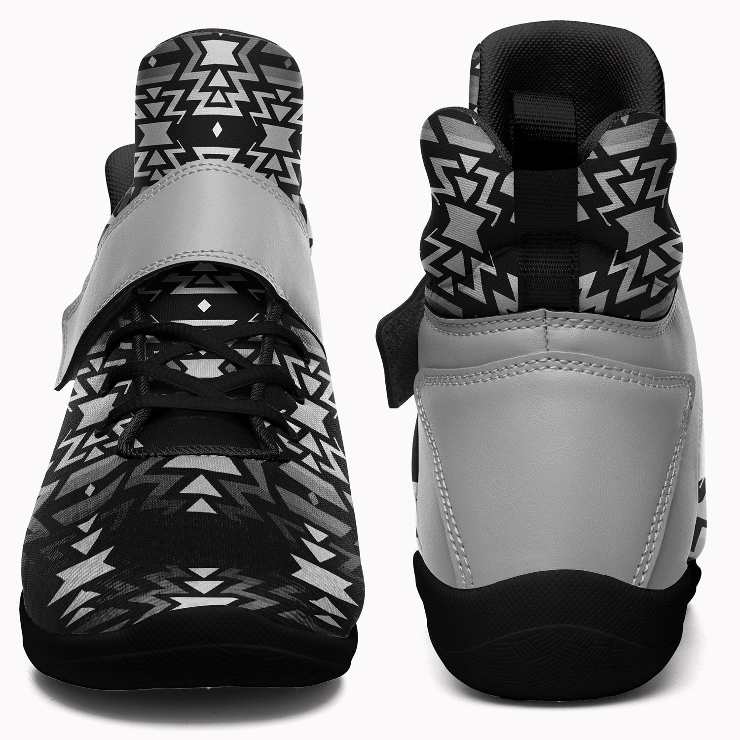 Black Fire Black and White Kid's Ipottaa Basketball / Sport High Top Shoes 49 Dzine