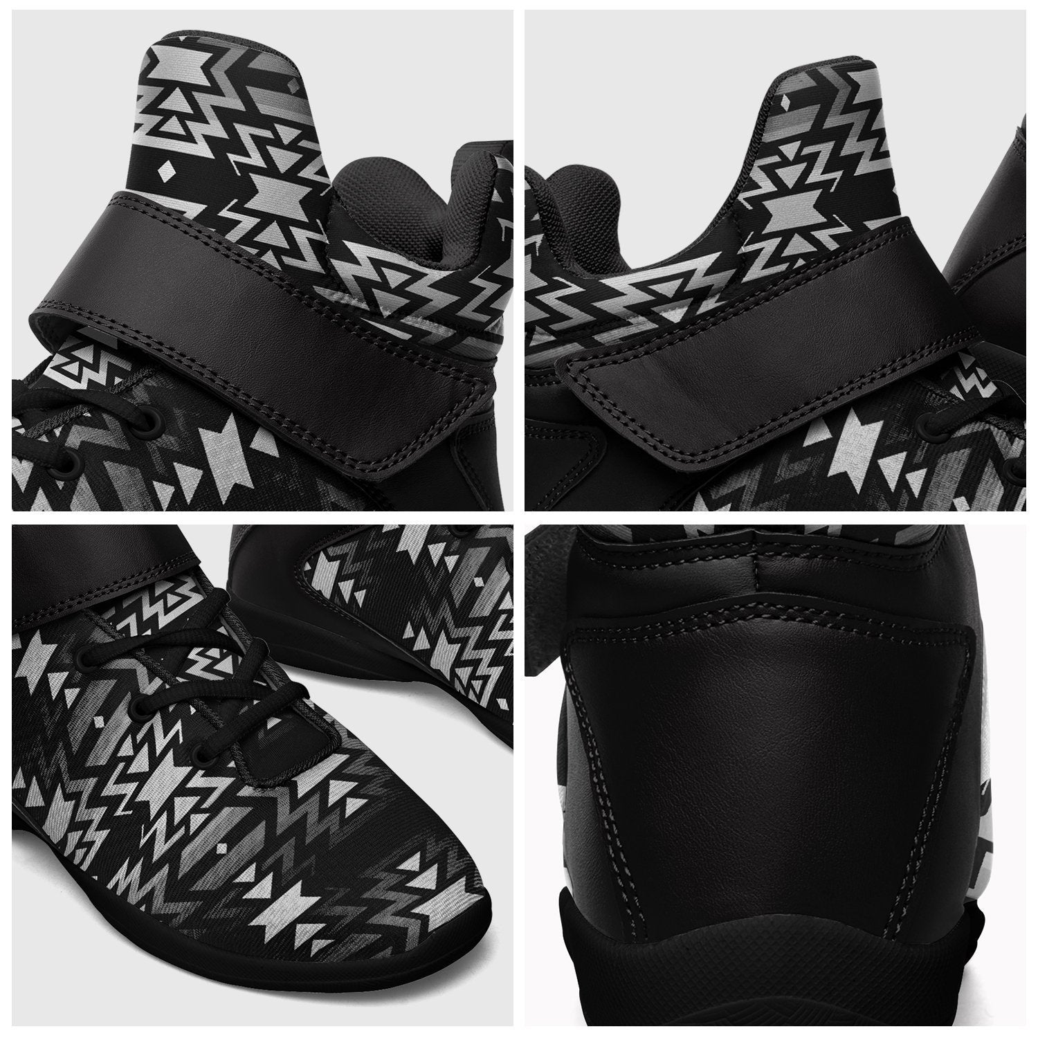 Black Fire Black and White Kid's Ipottaa Basketball / Sport High Top Shoes 49 Dzine