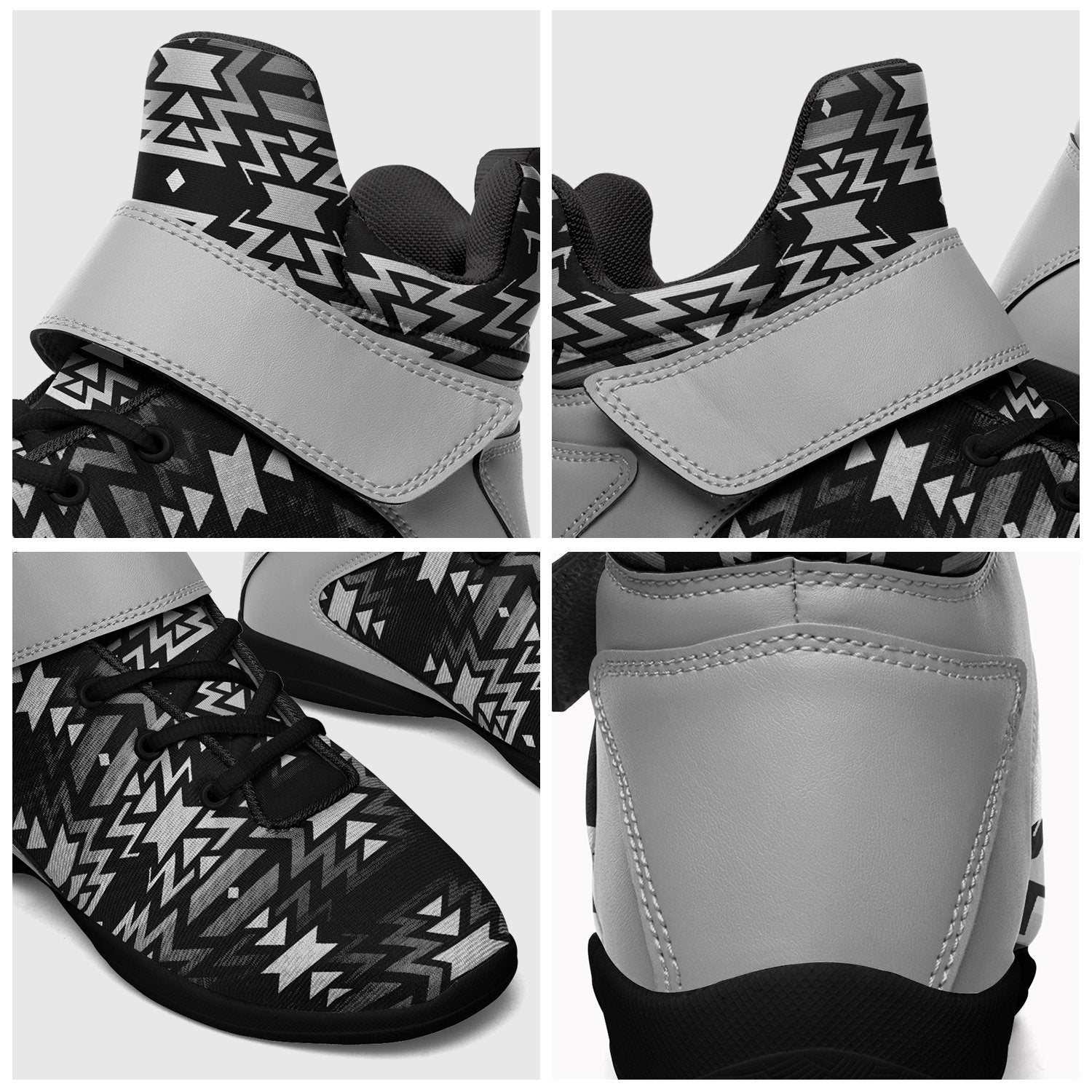 Black Fire Black and White Kid's Ipottaa Basketball / Sport High Top Shoes 49 Dzine