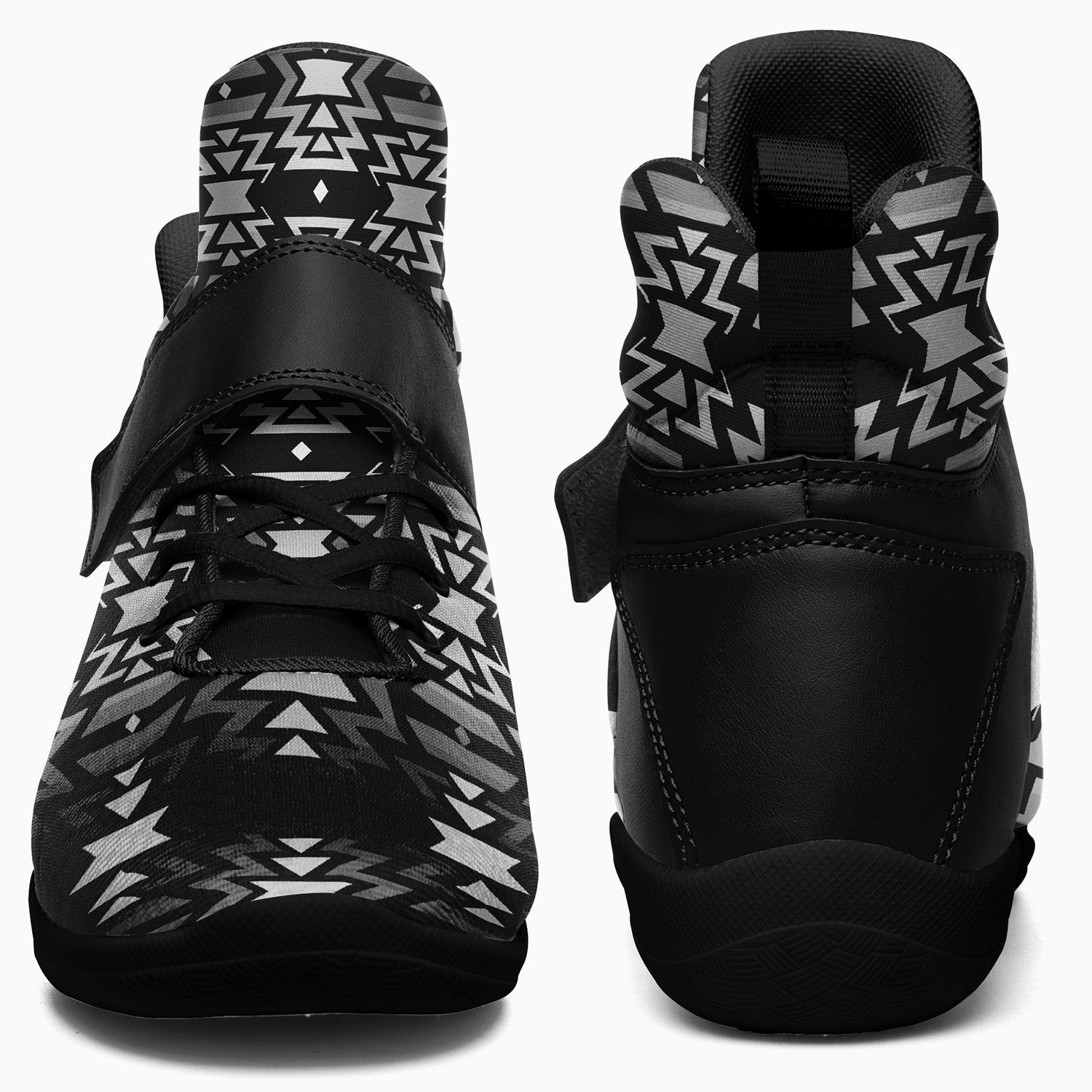 Black Fire Black and White Kid's Ipottaa Basketball / Sport High Top Shoes 49 Dzine