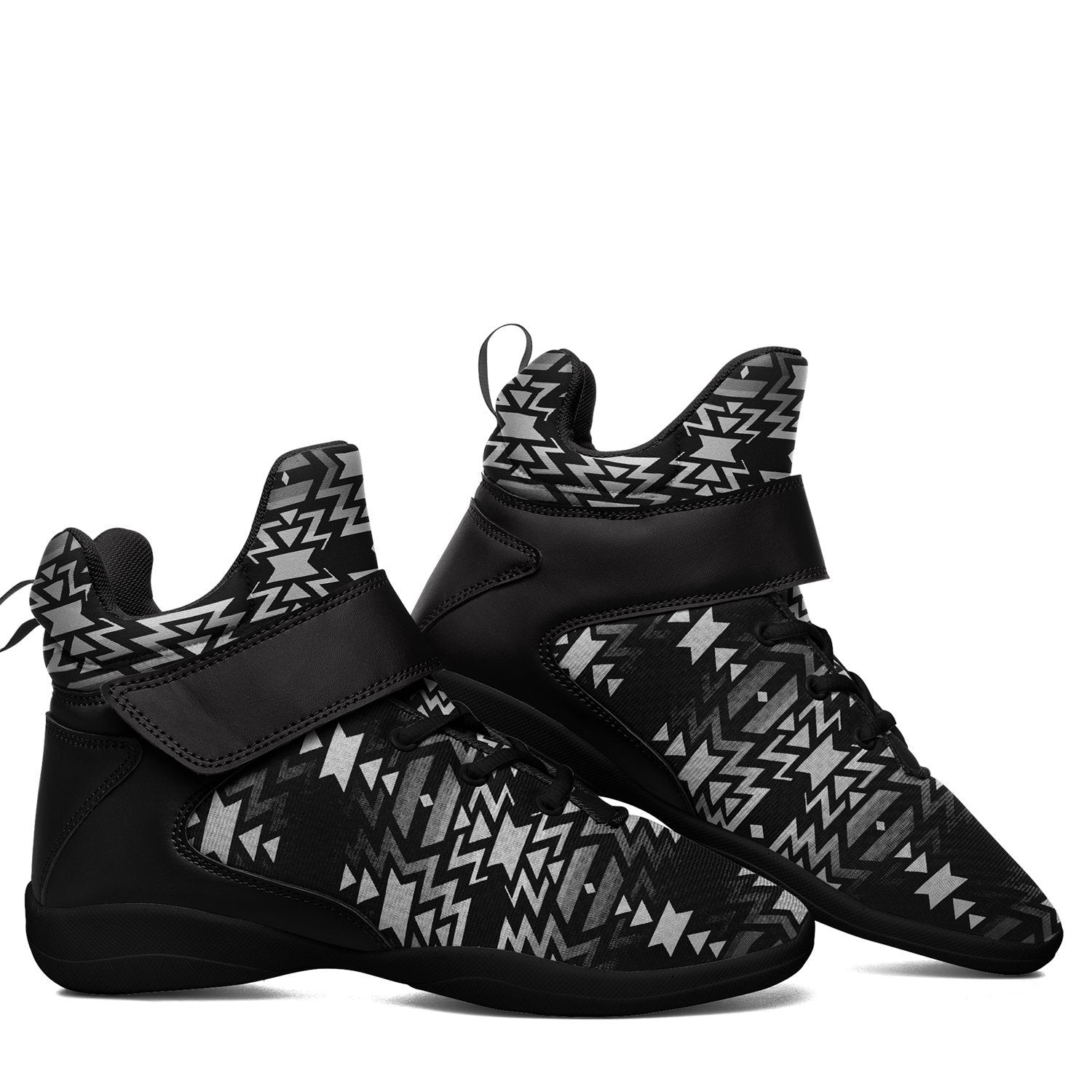Black Fire Black and White Kid's Ipottaa Basketball / Sport High Top Shoes 49 Dzine