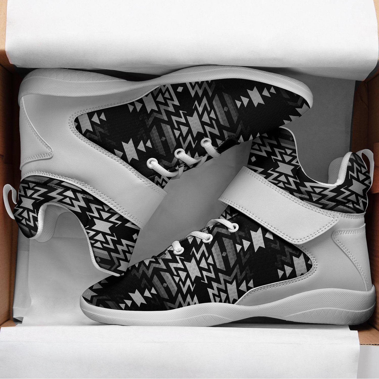 Black Fire Black and White Kid's Ipottaa Basketball / Sport High Top Shoes 49 Dzine