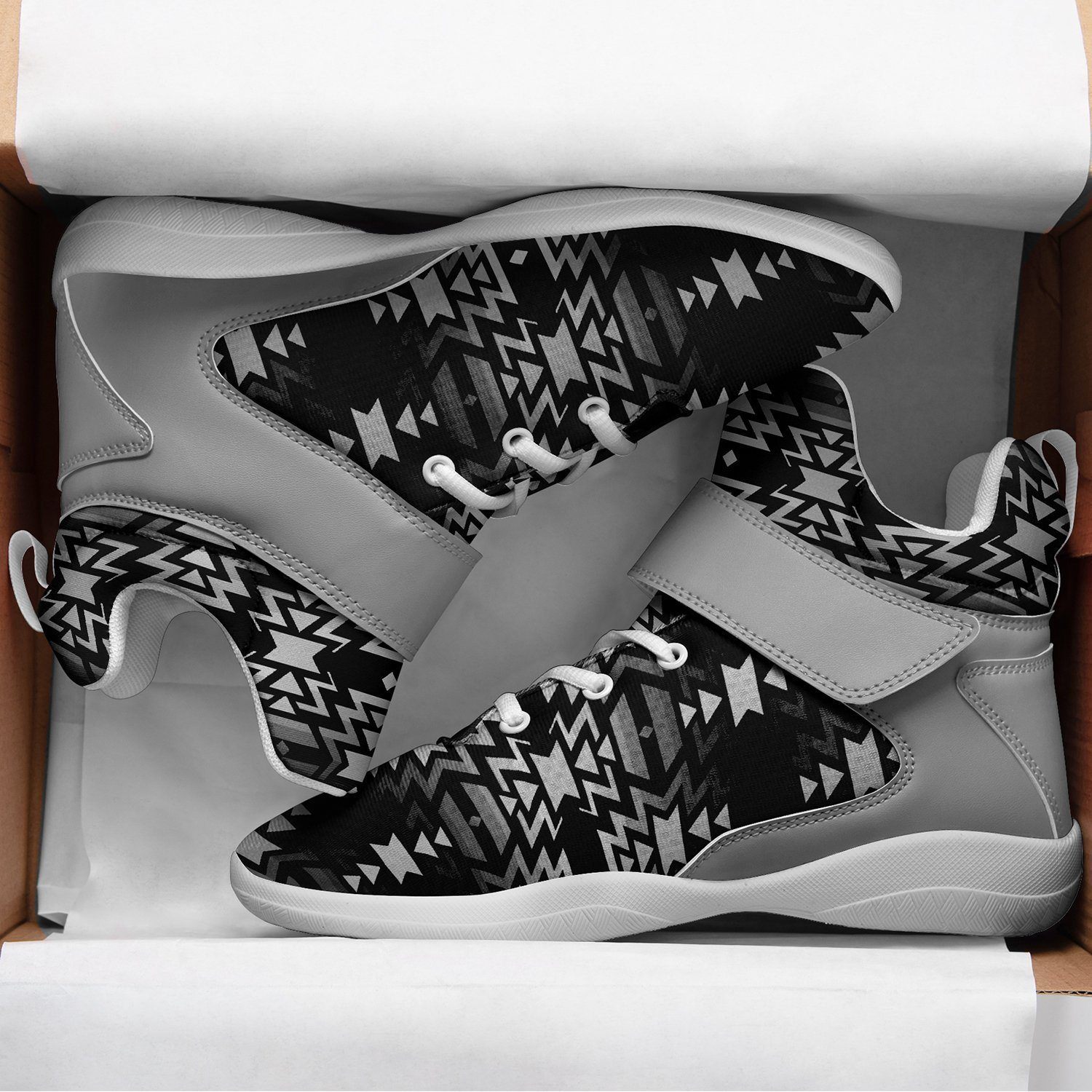 Black Fire Black and White Kid's Ipottaa Basketball / Sport High Top Shoes 49 Dzine