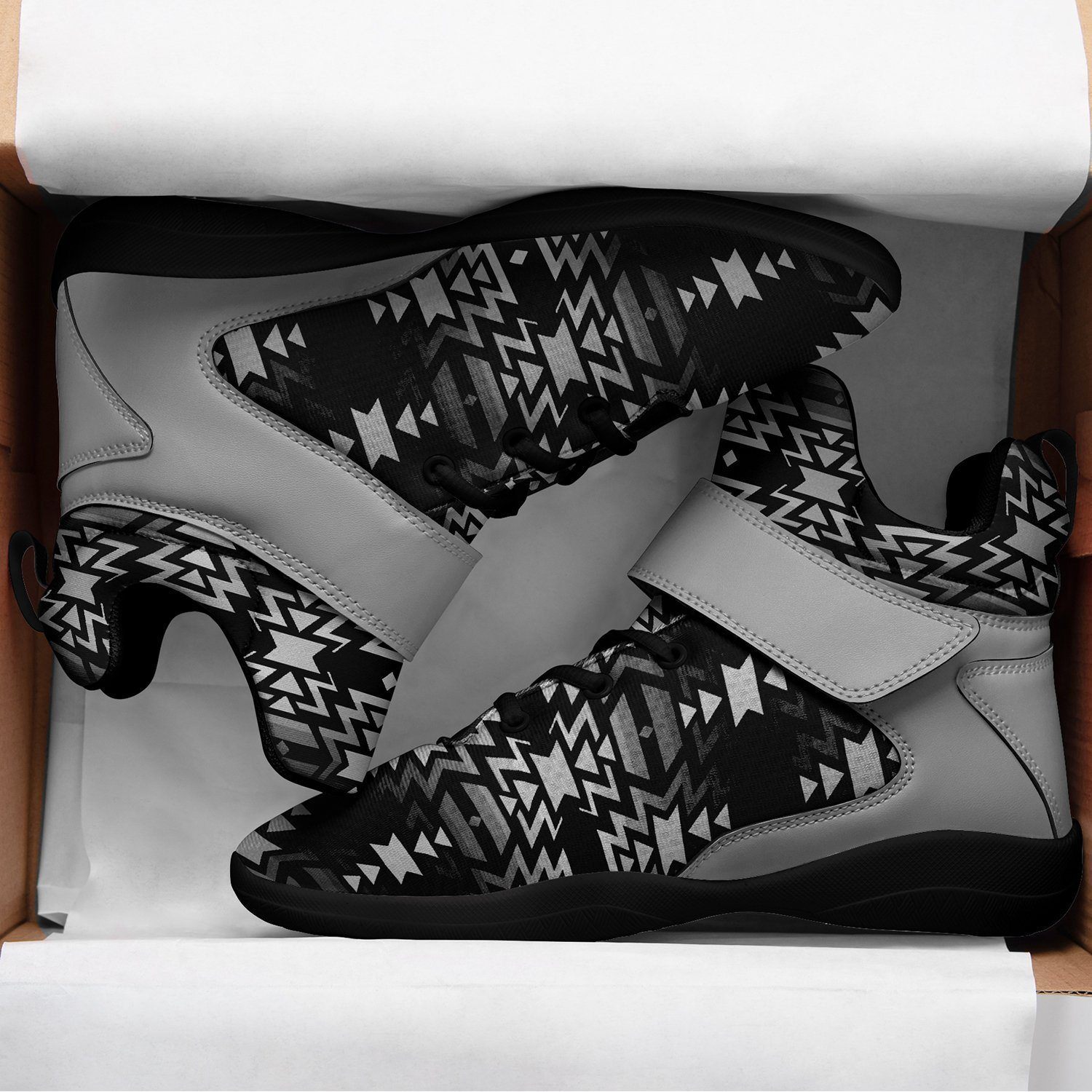 Black Fire Black and White Kid's Ipottaa Basketball / Sport High Top Shoes 49 Dzine