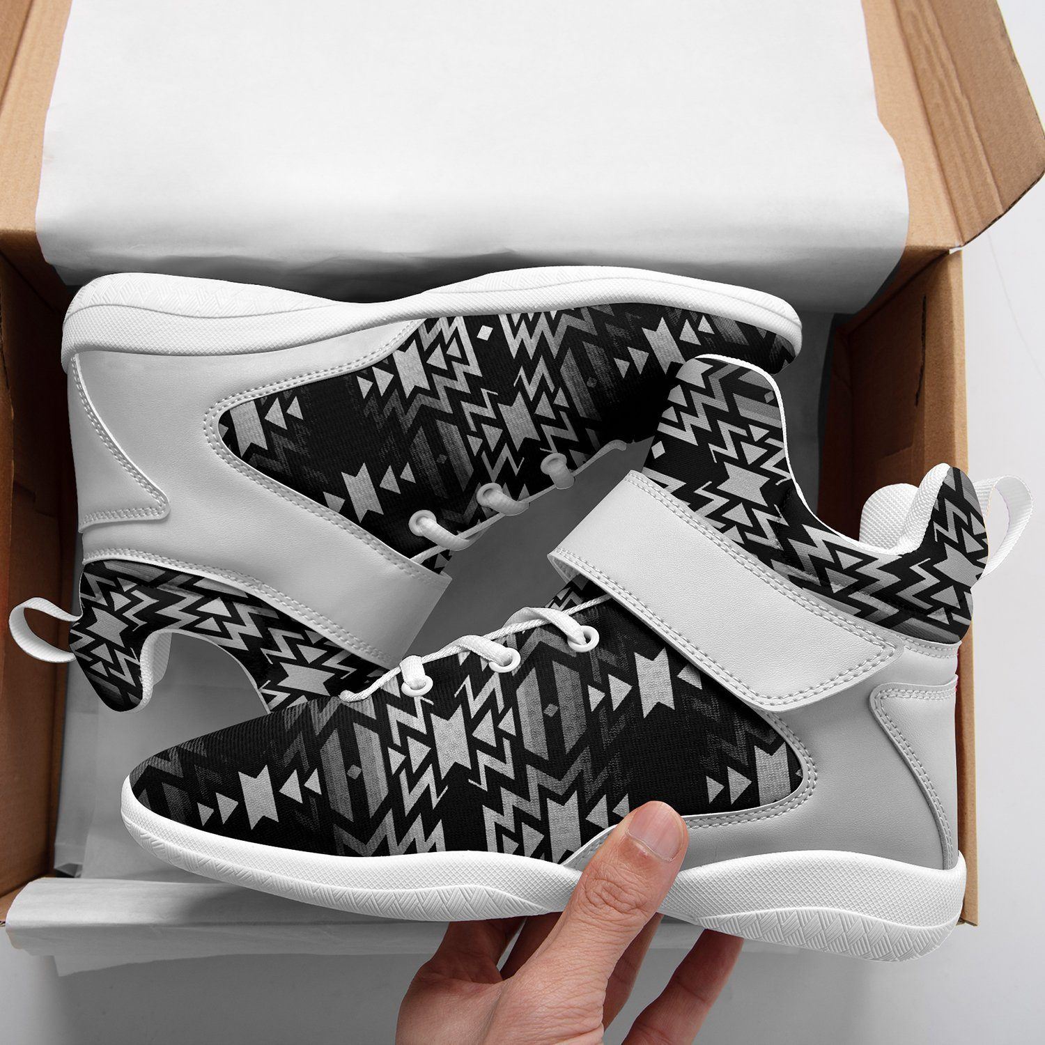 Black Fire Black and White Kid's Ipottaa Basketball / Sport High Top Shoes 49 Dzine
