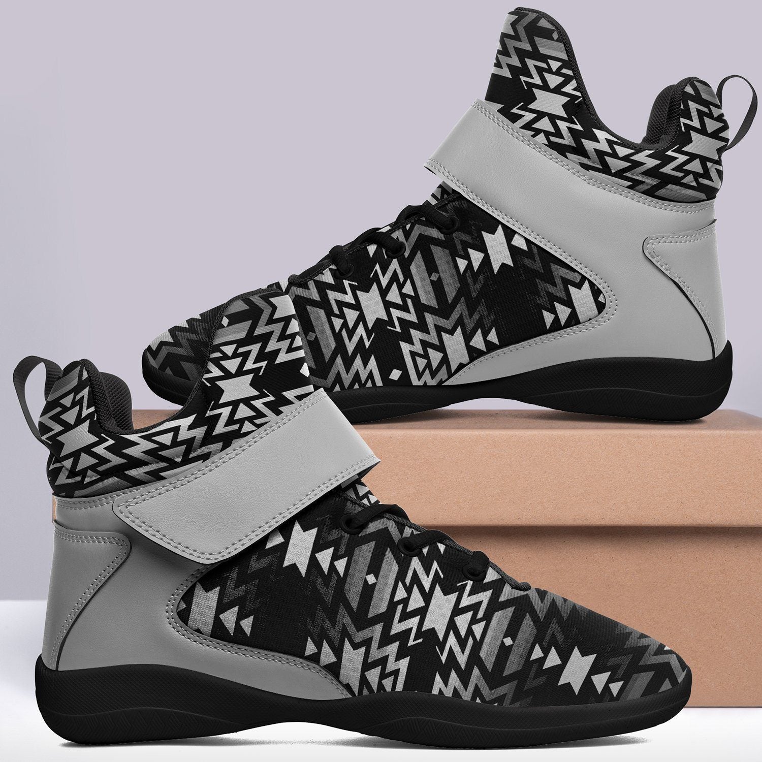 Black Fire Black and White Kid's Ipottaa Basketball / Sport High Top Shoes 49 Dzine