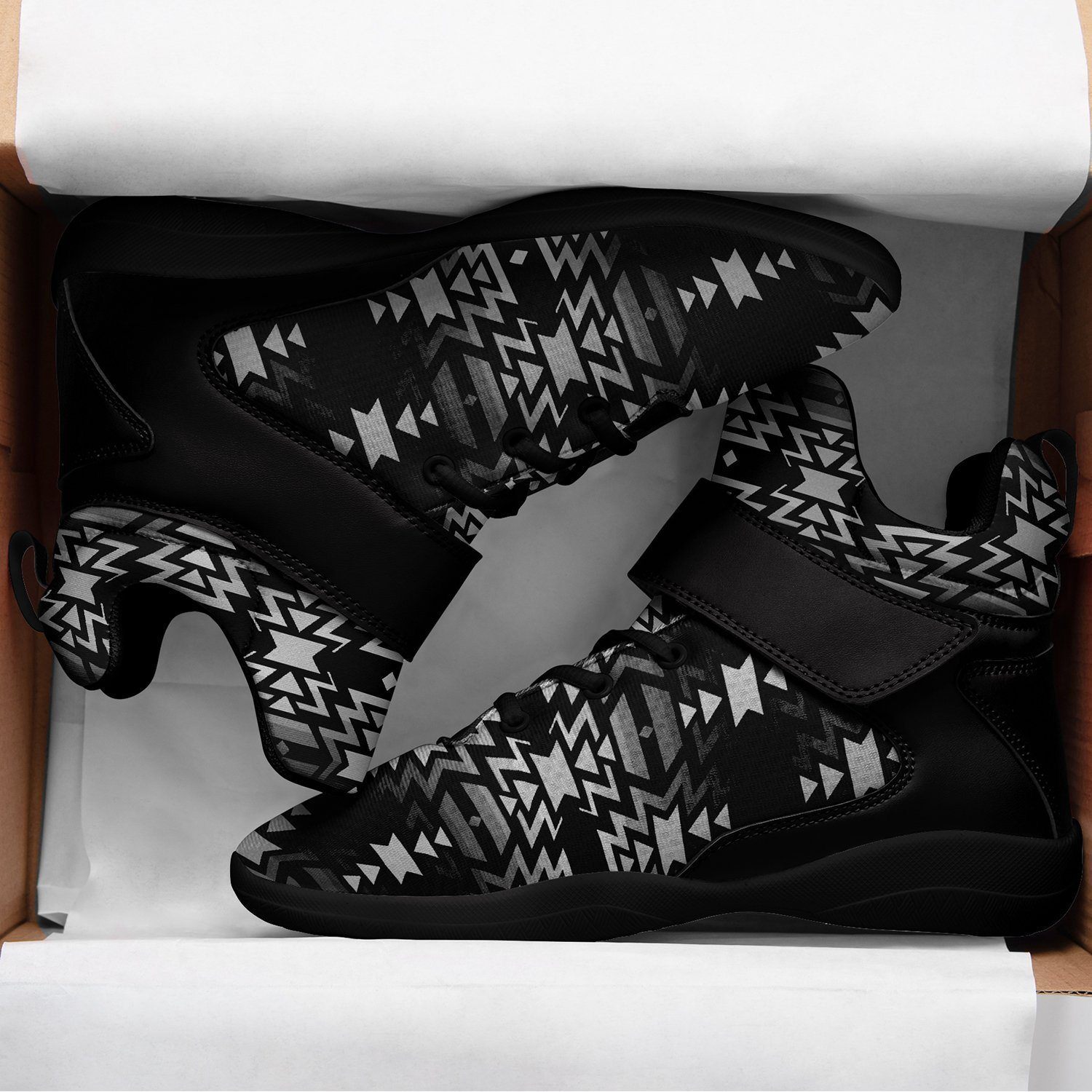 Black Fire Black and White Kid's Ipottaa Basketball / Sport High Top Shoes 49 Dzine