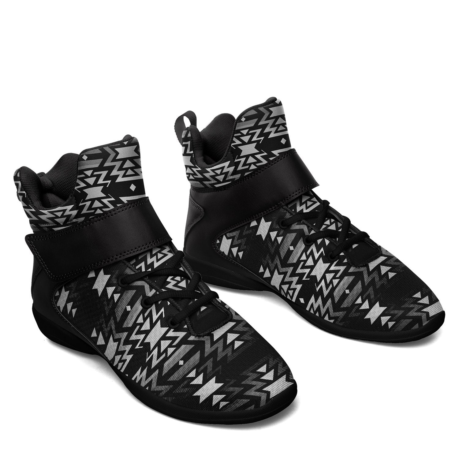 Black Fire Black and White Kid's Ipottaa Basketball / Sport High Top Shoes 49 Dzine