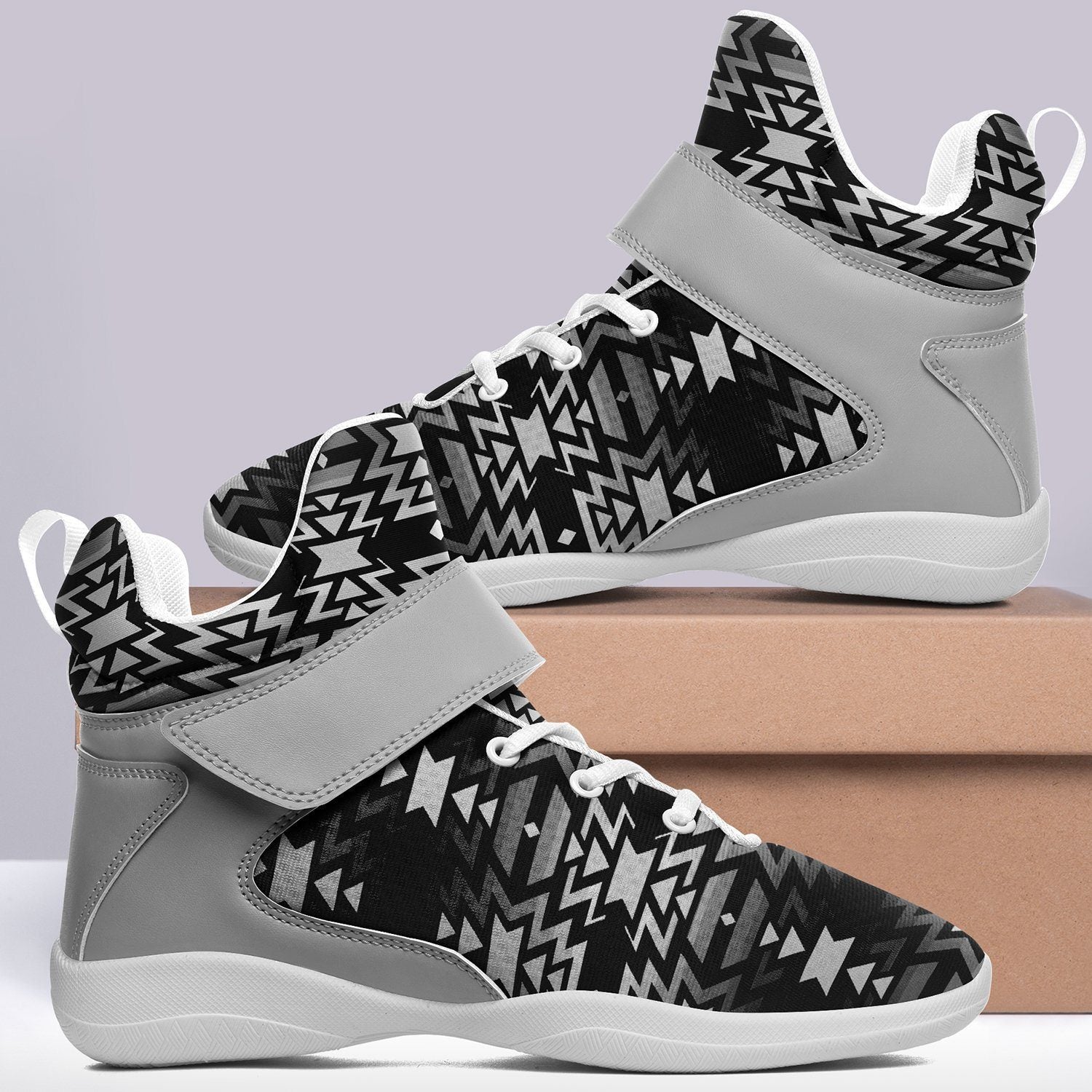 Black Fire Black and White Kid's Ipottaa Basketball / Sport High Top Shoes 49 Dzine