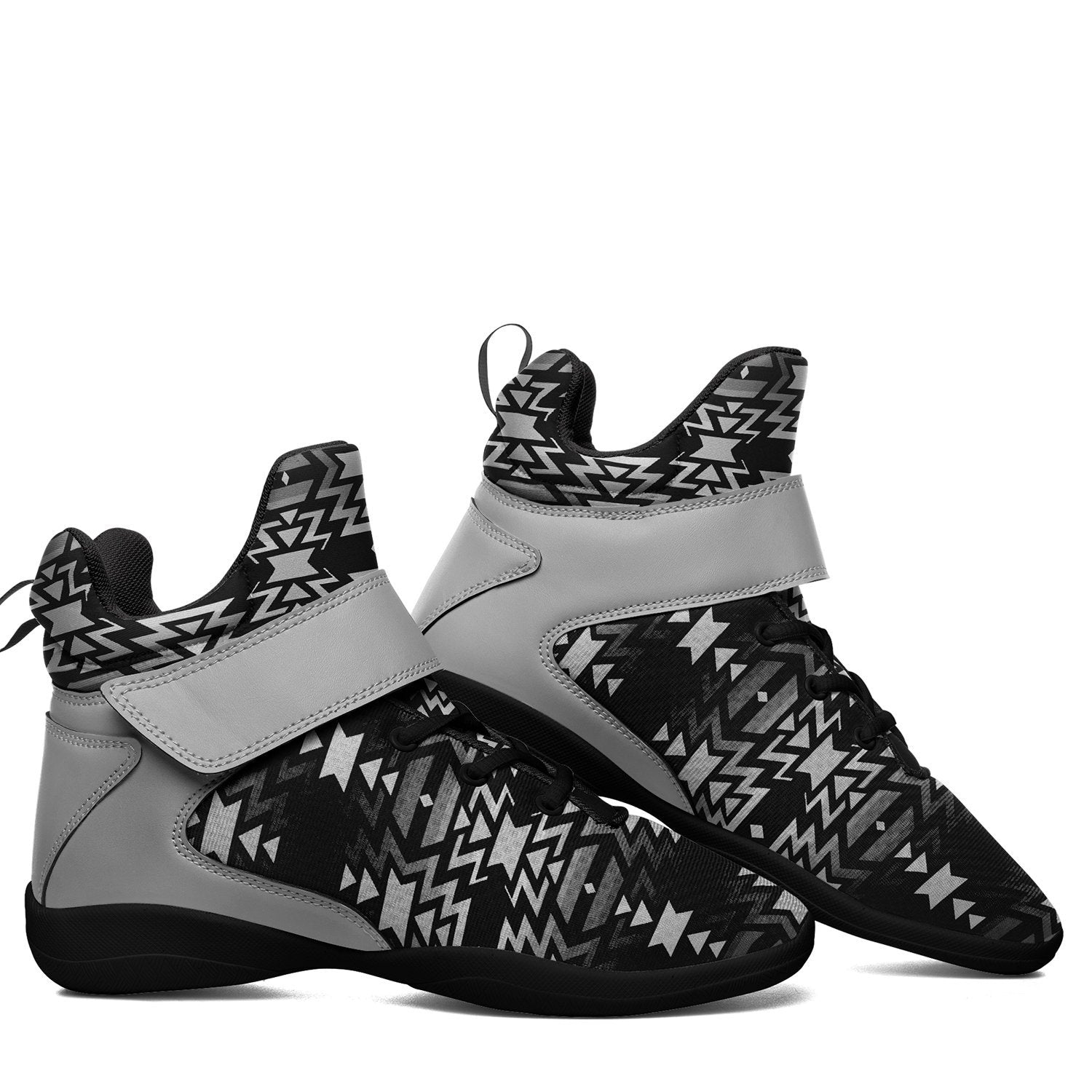 Black Fire Black and White Kid's Ipottaa Basketball / Sport High Top Shoes 49 Dzine